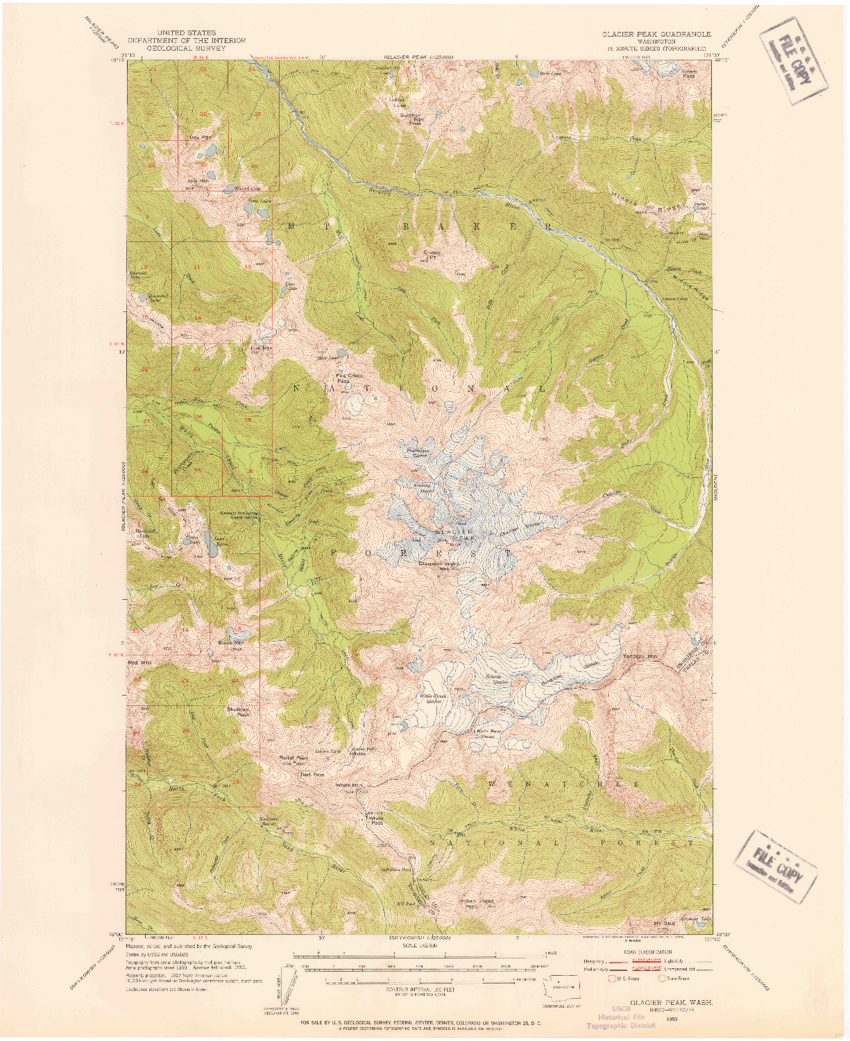 USGS 1:62500-SCALE QUADRANGLE FOR GLACIER PEAK, WA 1950