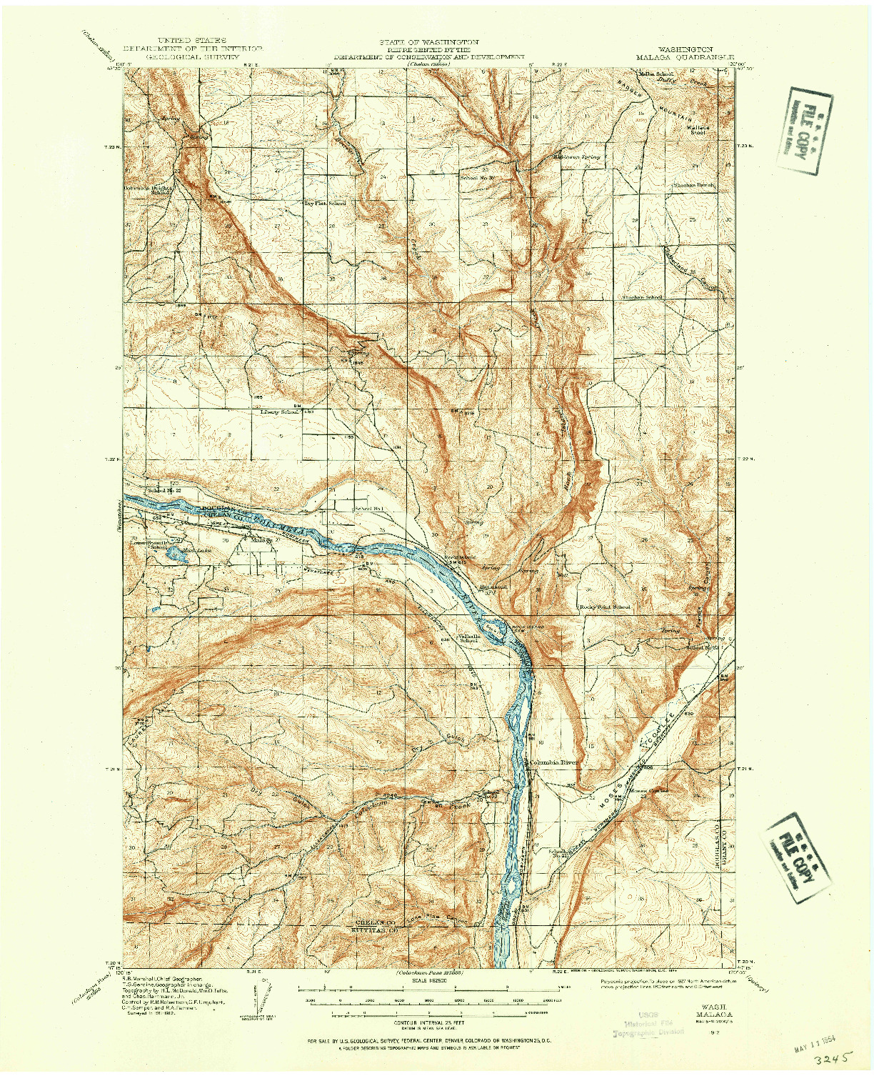 USGS 1:62500-SCALE QUADRANGLE FOR MALAGA, WA 1912