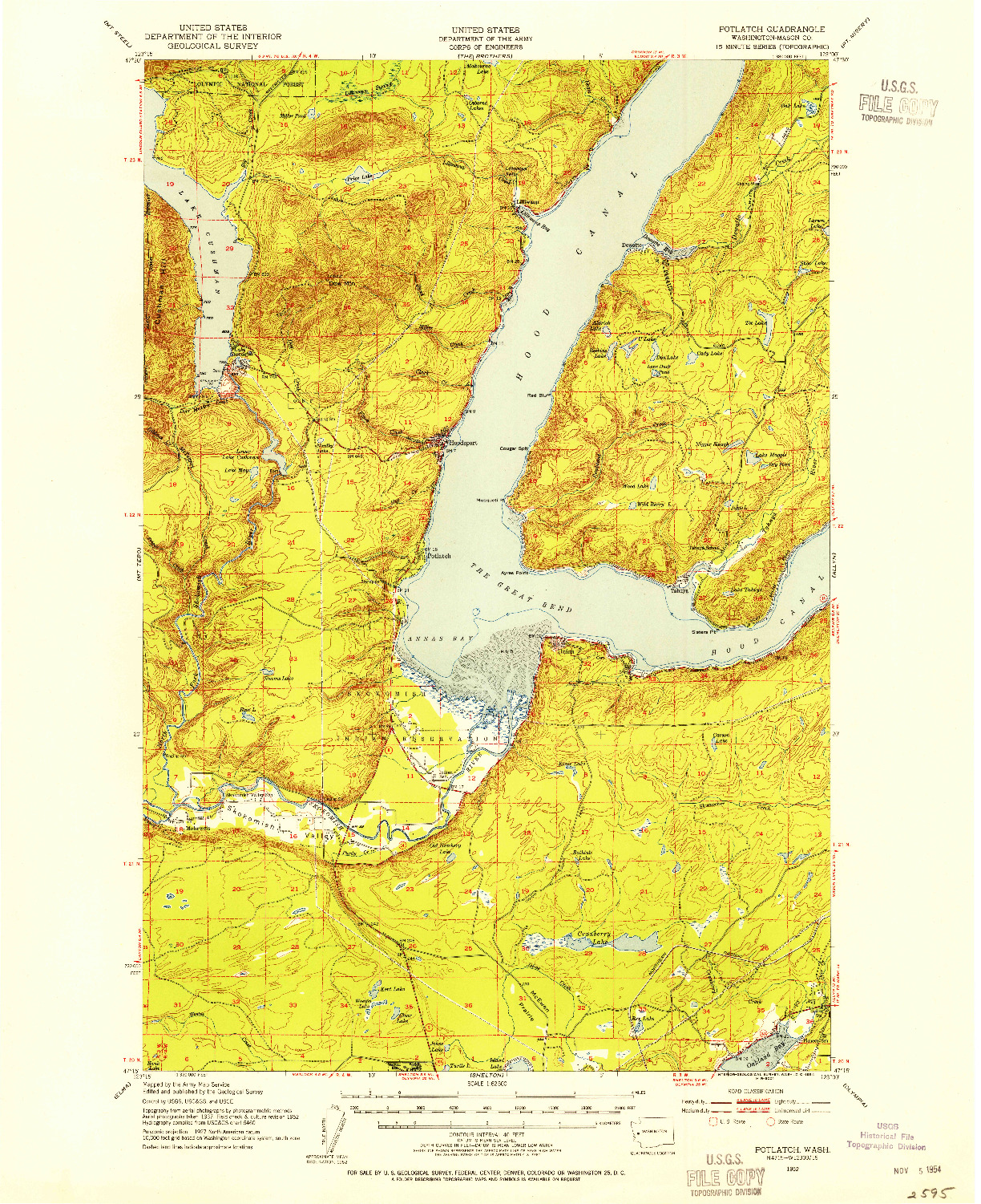 USGS 1:62500-SCALE QUADRANGLE FOR POTLATCH, WA 1952