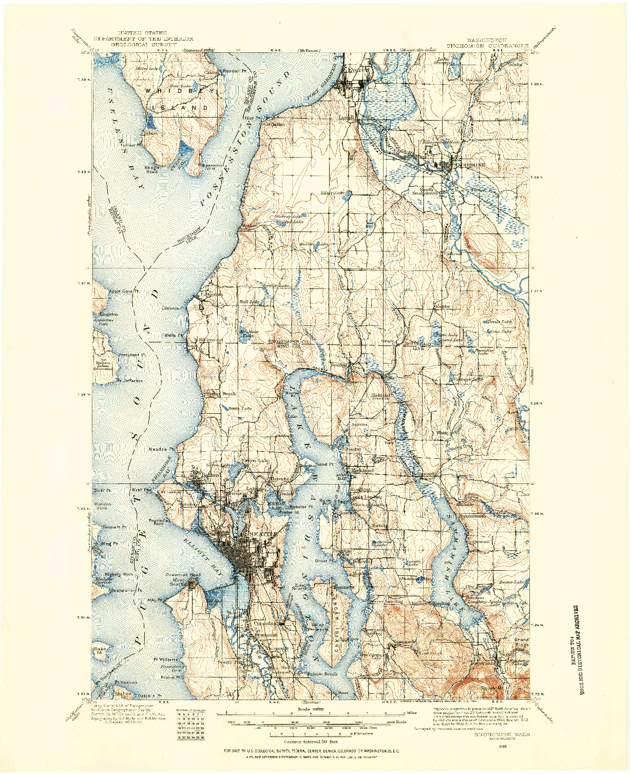 USGS 1:125000-SCALE QUADRANGLE FOR SNOHOMISH, WA 1895