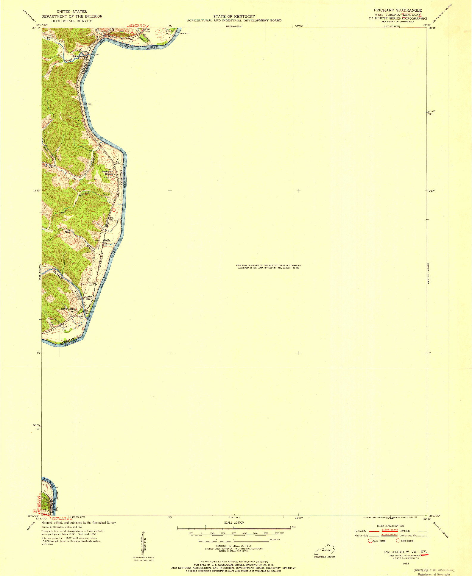 USGS 1:24000-SCALE QUADRANGLE FOR PRICHARD, WV 1953