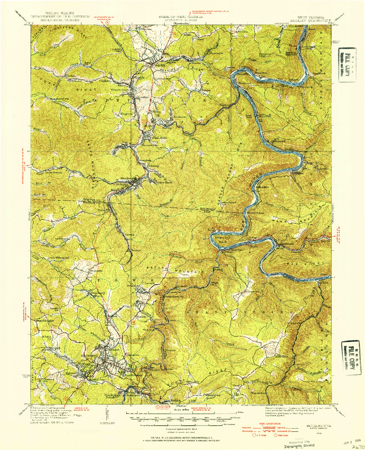 USGS 1:62500-SCALE QUADRANGLE FOR BECKLEY, WV 1929