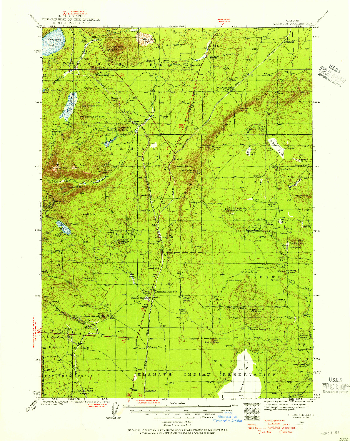 USGS 1:125000-SCALE QUADRANGLE FOR CHEMULT, OR 1935