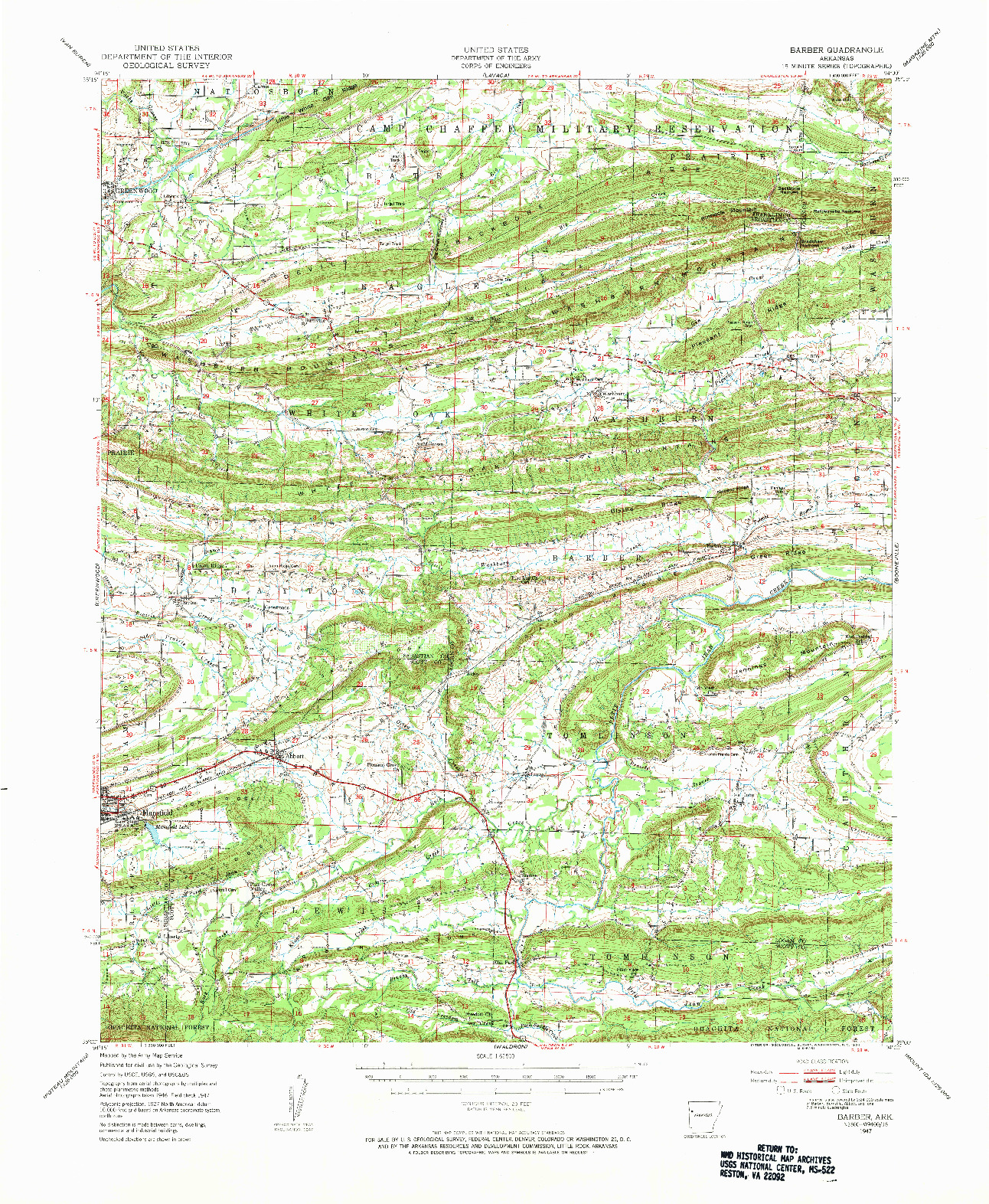 USGS 1:62500-SCALE QUADRANGLE FOR BARBER, AR 1947