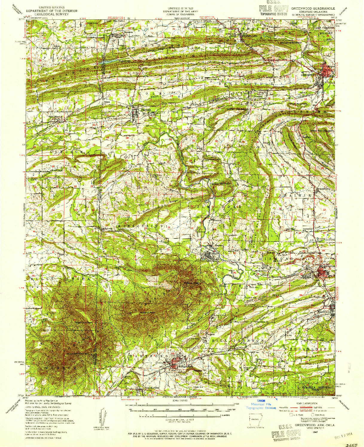 USGS 1:62500-SCALE QUADRANGLE FOR GREENWOOD, AR 1947
