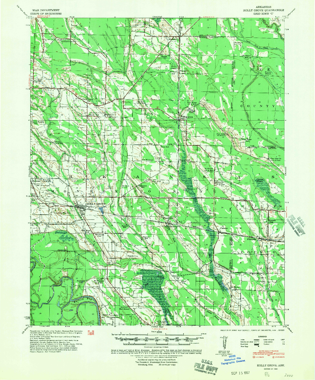 USGS 1:62500-SCALE QUADRANGLE FOR HOLLY GROVE, AR 1940