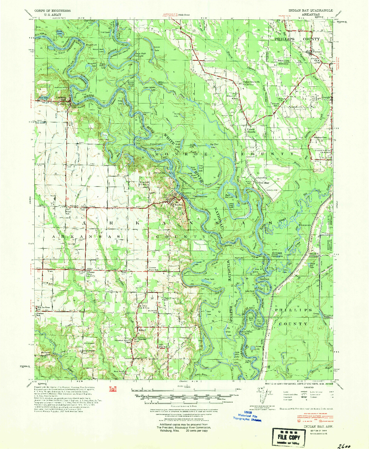 USGS 1:62500-SCALE QUADRANGLE FOR INDIAN BAY, AR 1954