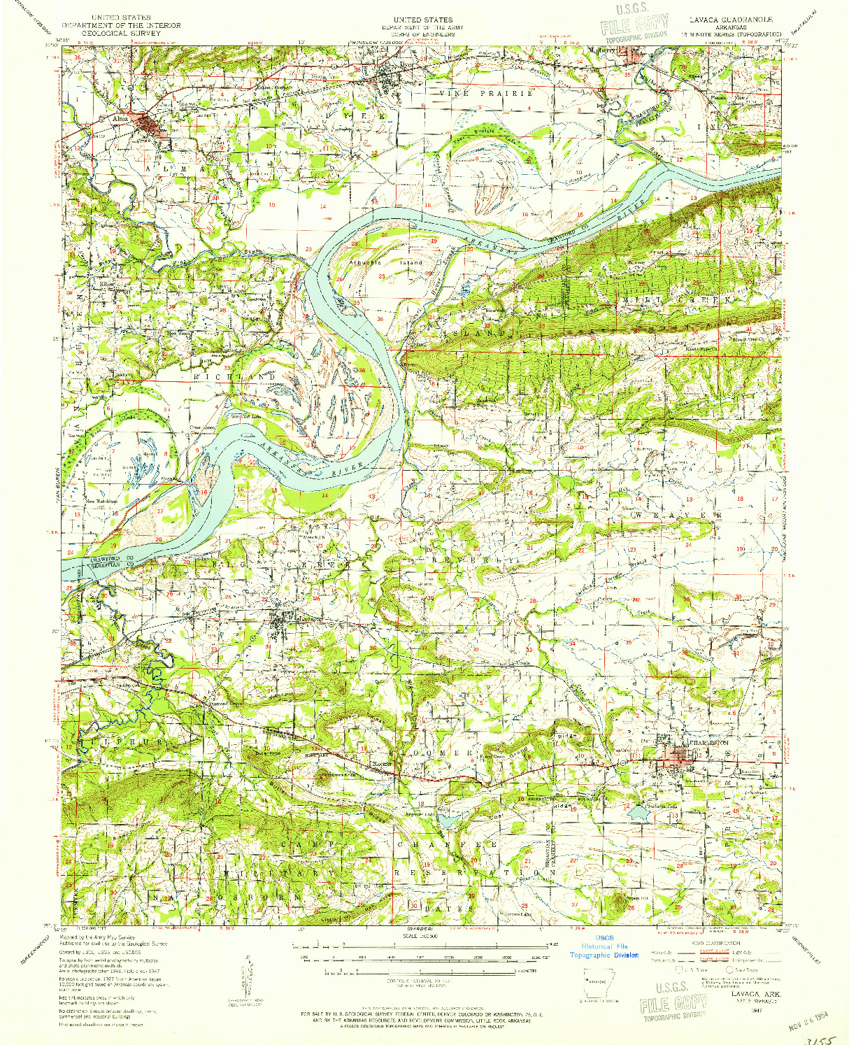 USGS 1:62500-SCALE QUADRANGLE FOR LAVACA, AR 1947