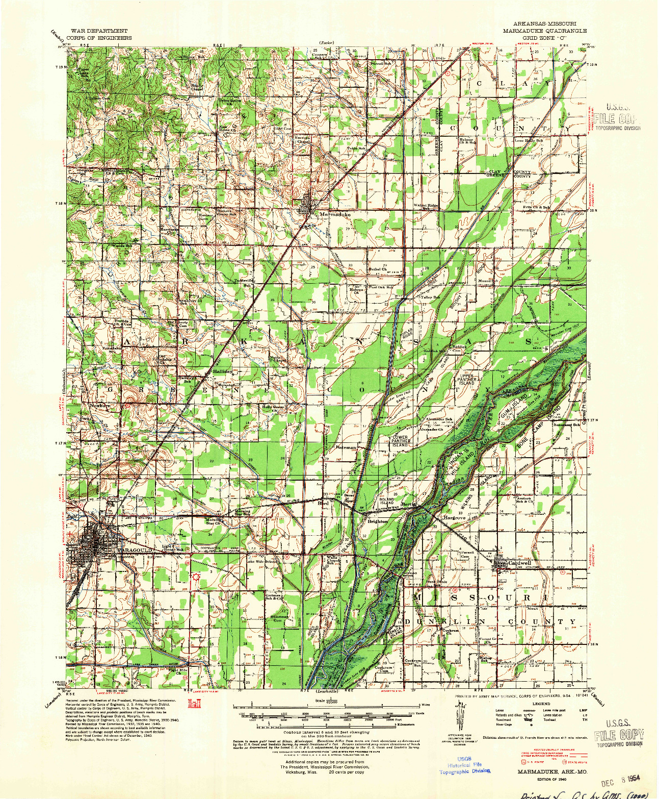 USGS 1:62500-SCALE QUADRANGLE FOR MARMADUKE, AR 1940