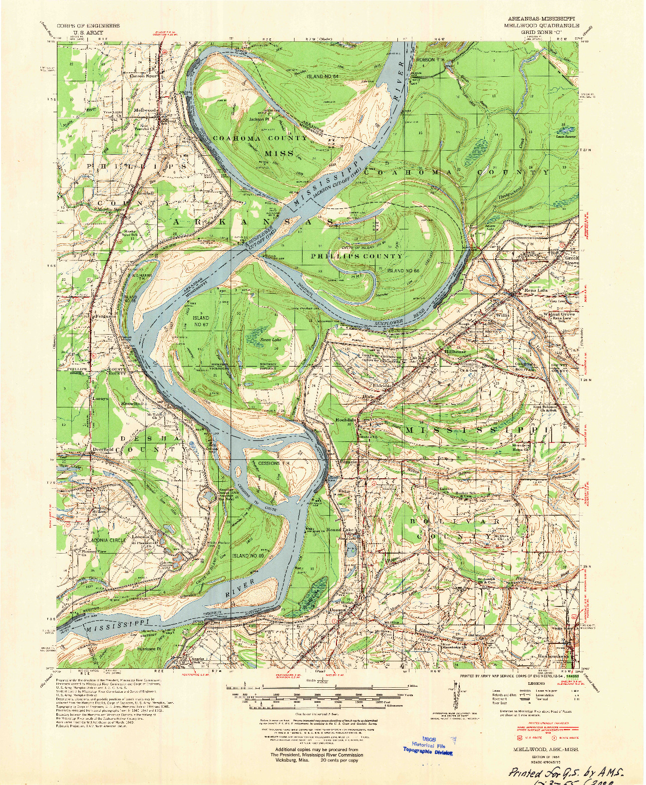 USGS 1:62500-SCALE QUADRANGLE FOR MELLWOOD, AR 1954