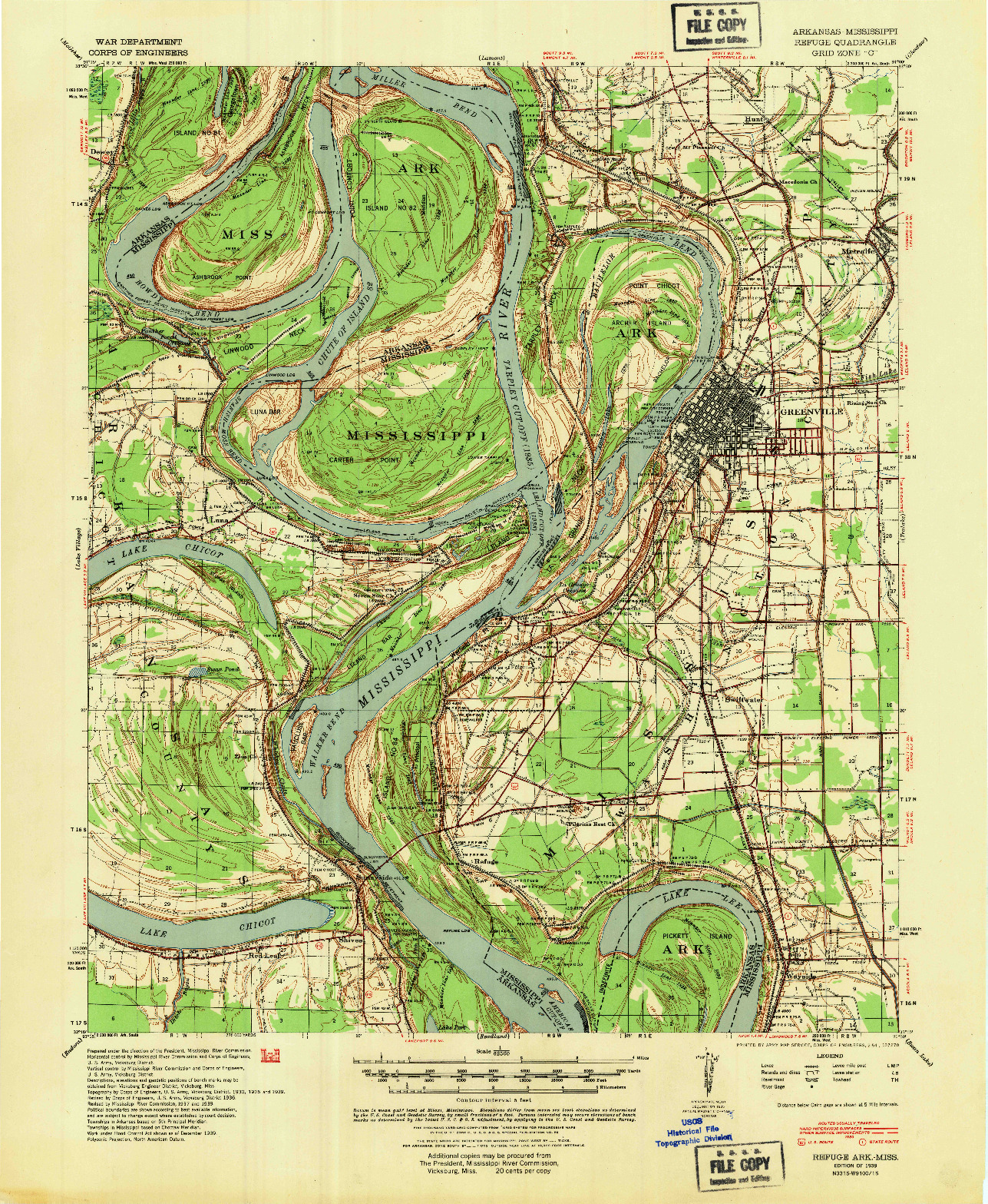 USGS 1:62500-SCALE QUADRANGLE FOR REFUGE, AR 1939