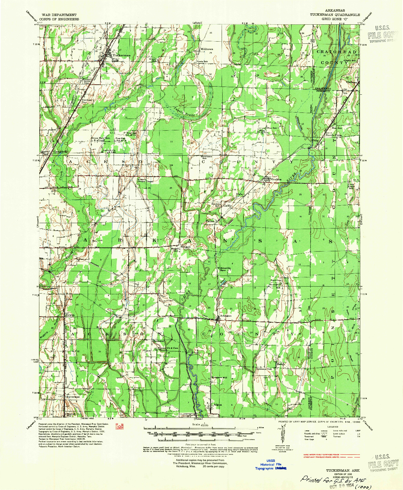 USGS 1:62500-SCALE QUADRANGLE FOR TUCKERMAN, AR 1935