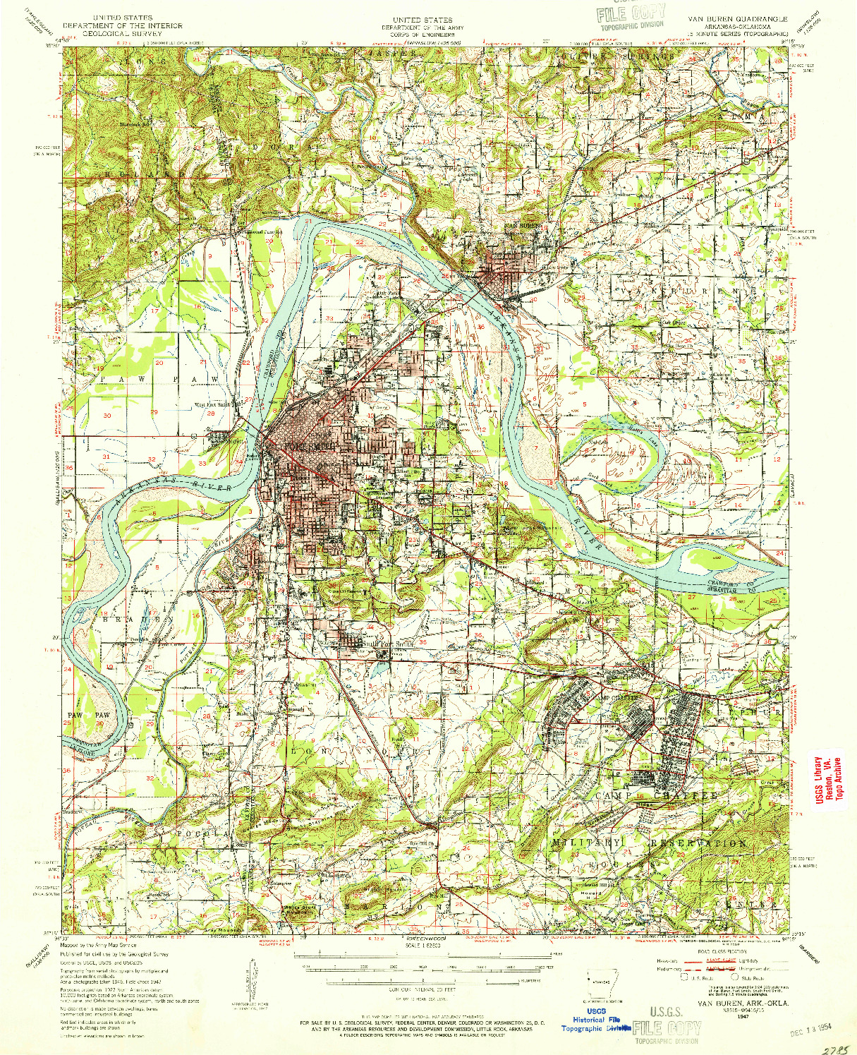 USGS 1:62500-SCALE QUADRANGLE FOR VAN BUREN, AR 1947