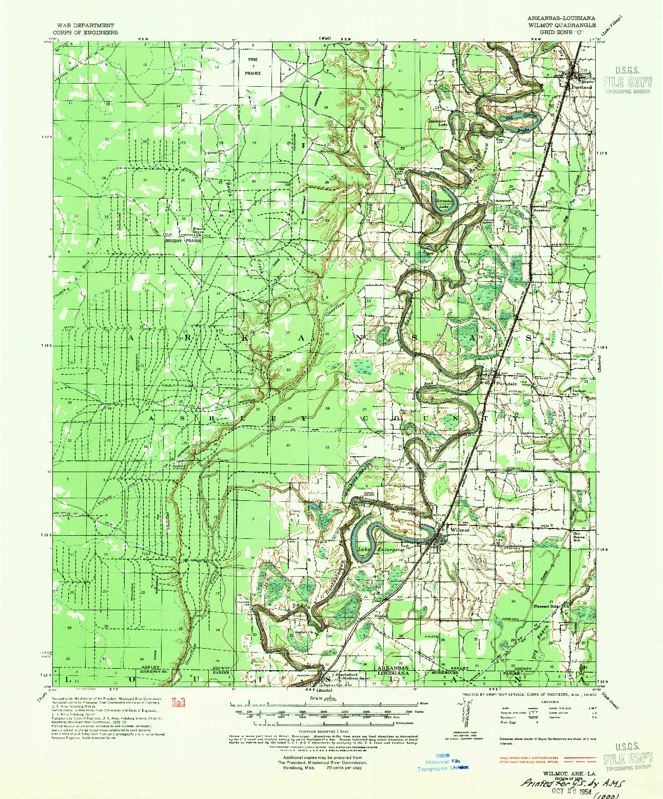 USGS 1:62500-SCALE QUADRANGLE FOR WILMOT, AR 1935