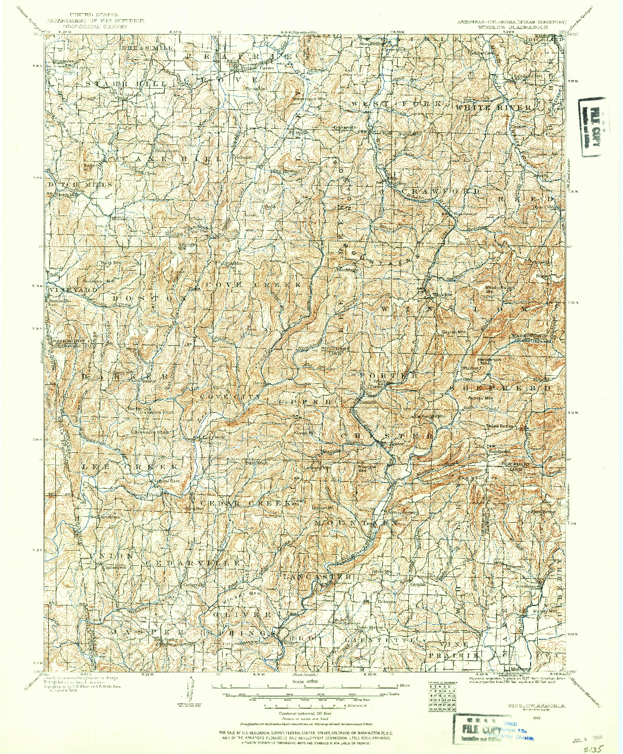USGS 1:125000-SCALE QUADRANGLE FOR WINSLOW, AR 1898