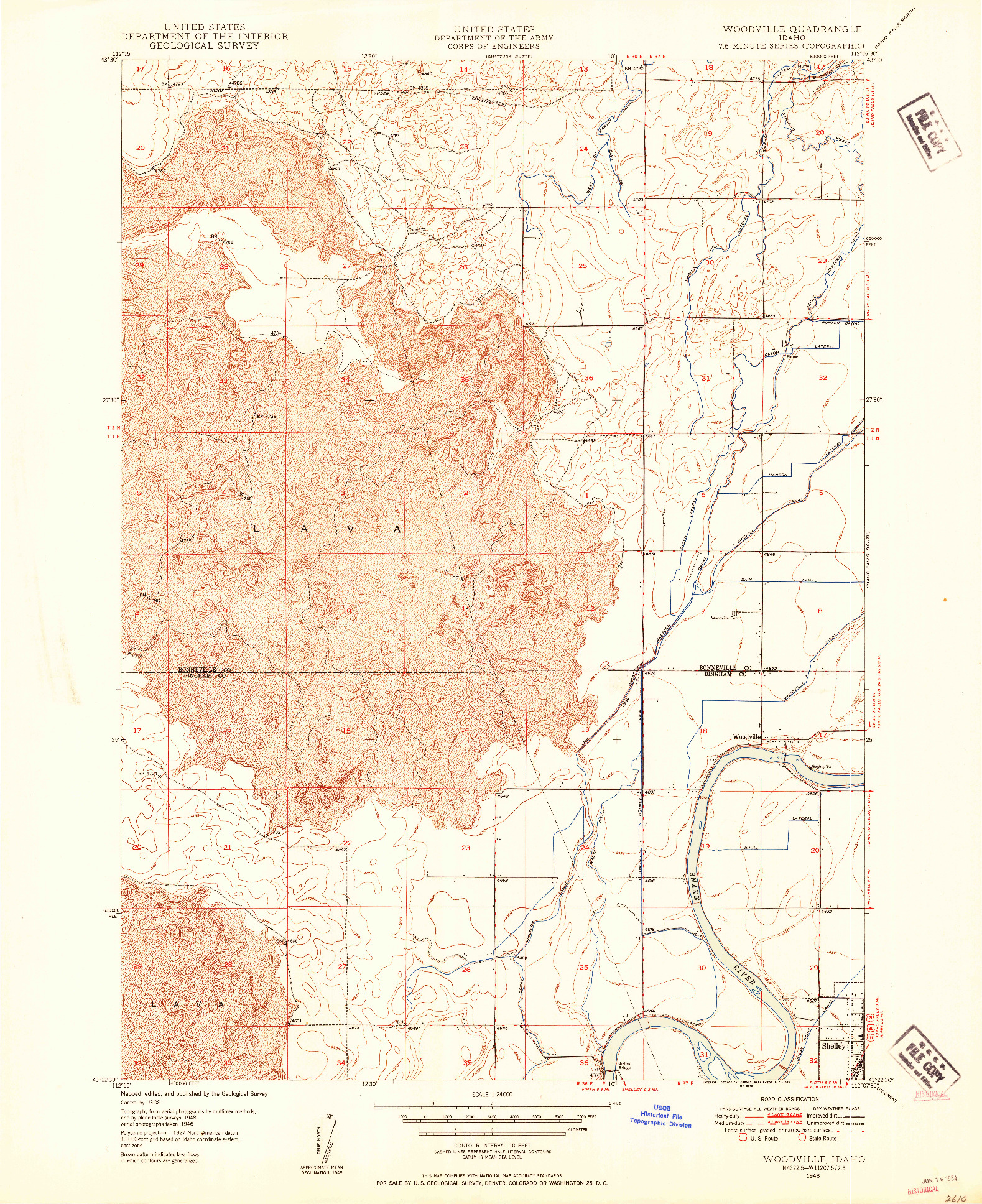 USGS 1:24000-SCALE QUADRANGLE FOR WOODVILLE, ID 1948