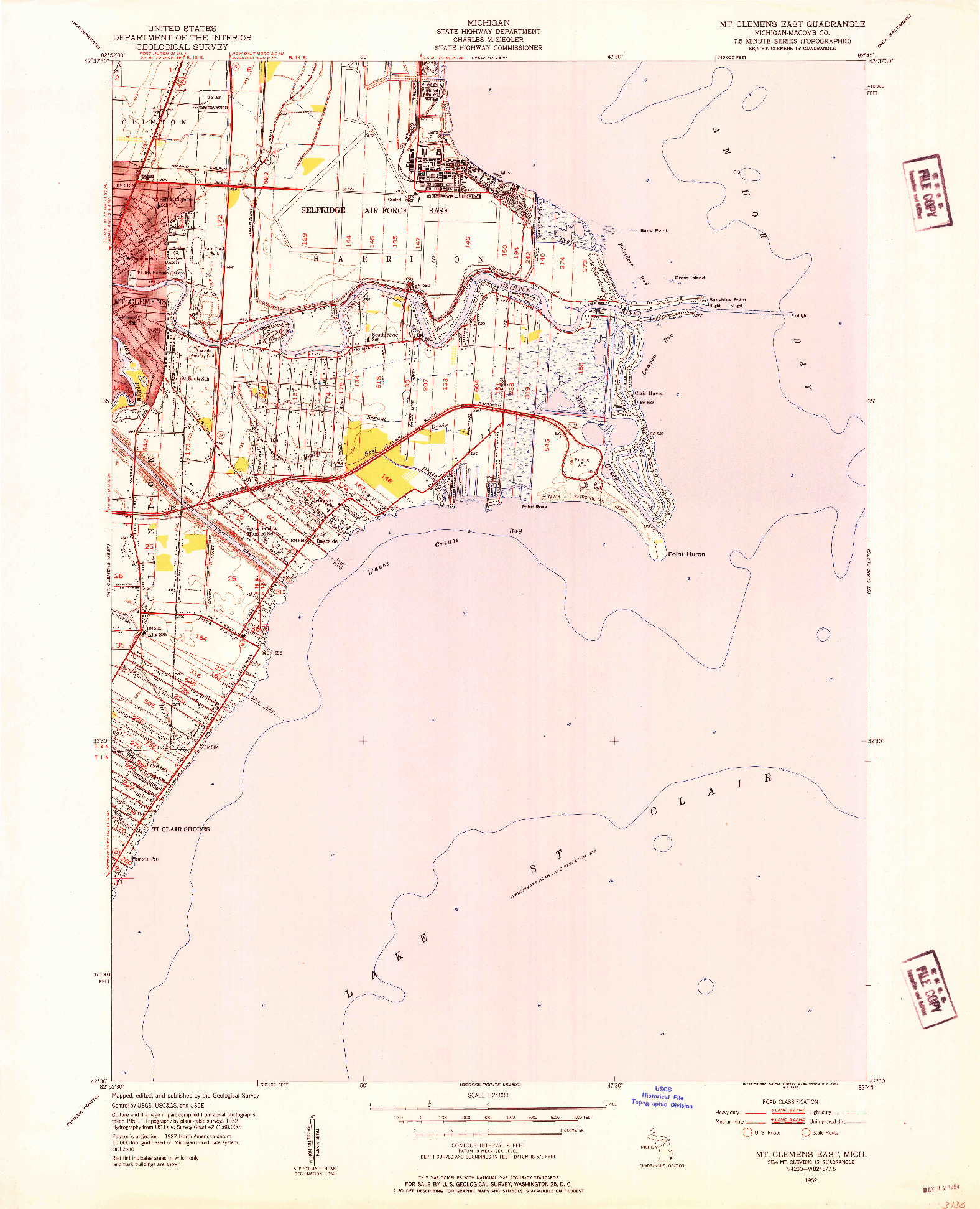 USGS 1:24000-SCALE QUADRANGLE FOR MT CLEMENS EAST, MI 1952