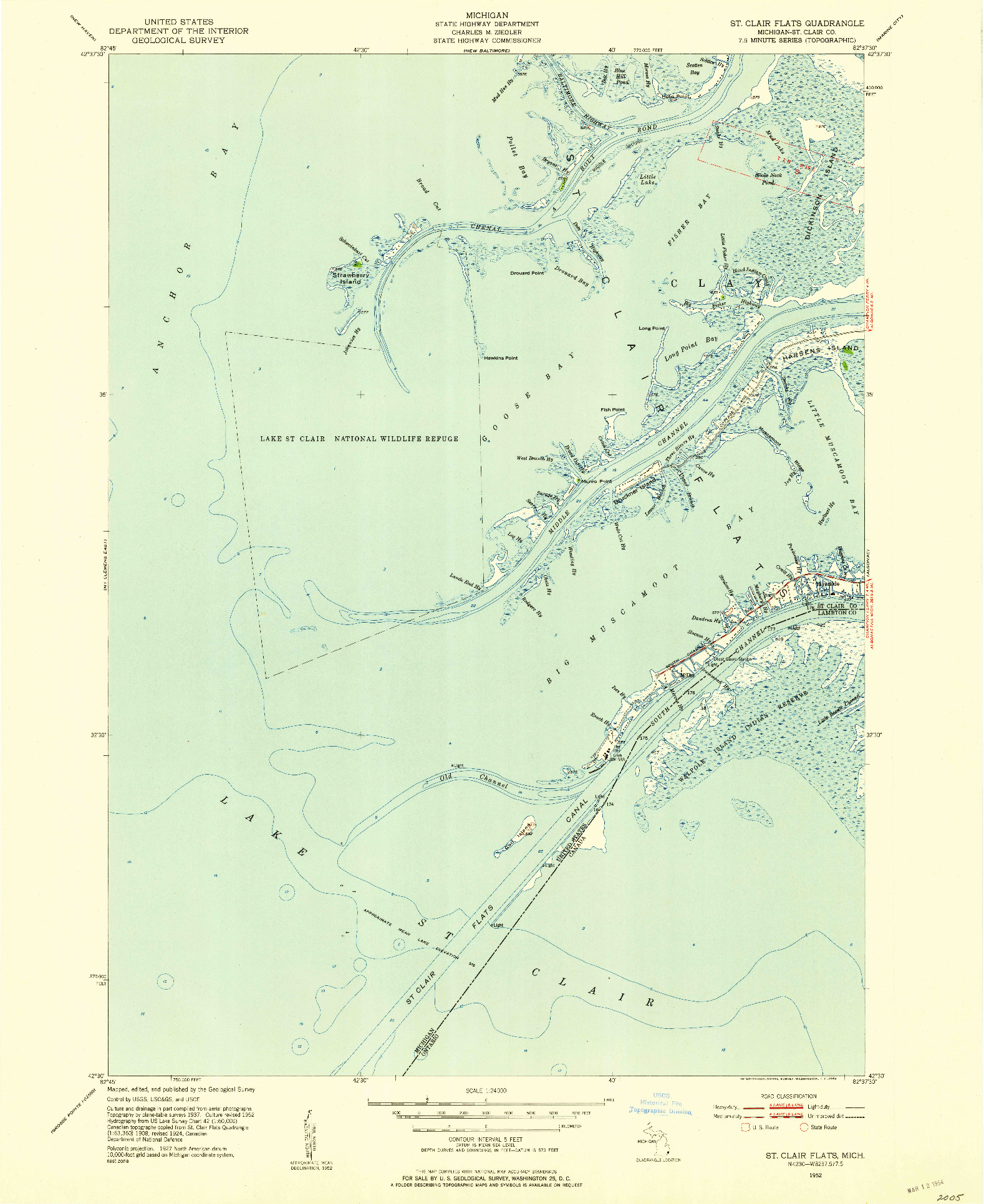 USGS 1:24000-SCALE QUADRANGLE FOR ST. CLAIR FLATS, MI 1952