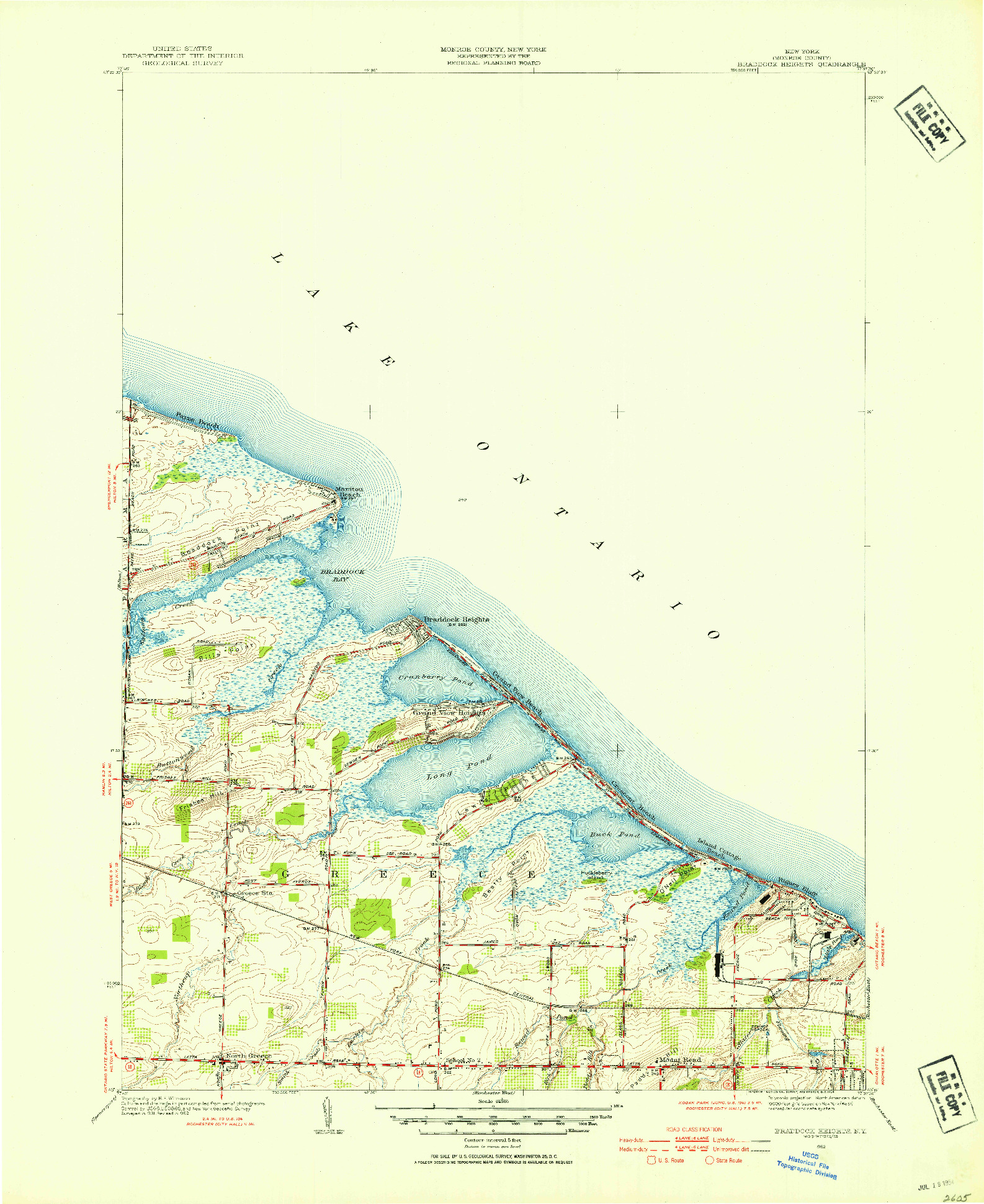 USGS 1:24000-SCALE QUADRANGLE FOR BRADDOCK HEIGHTS, NY 1952