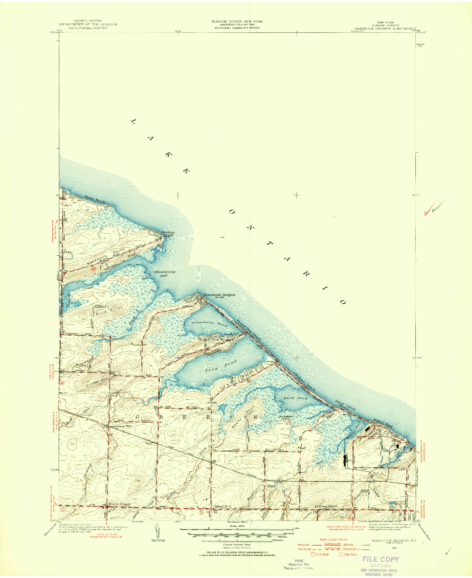 USGS 1:24000-SCALE QUADRANGLE FOR BRADDOCK HEIGHTS, NY 1952