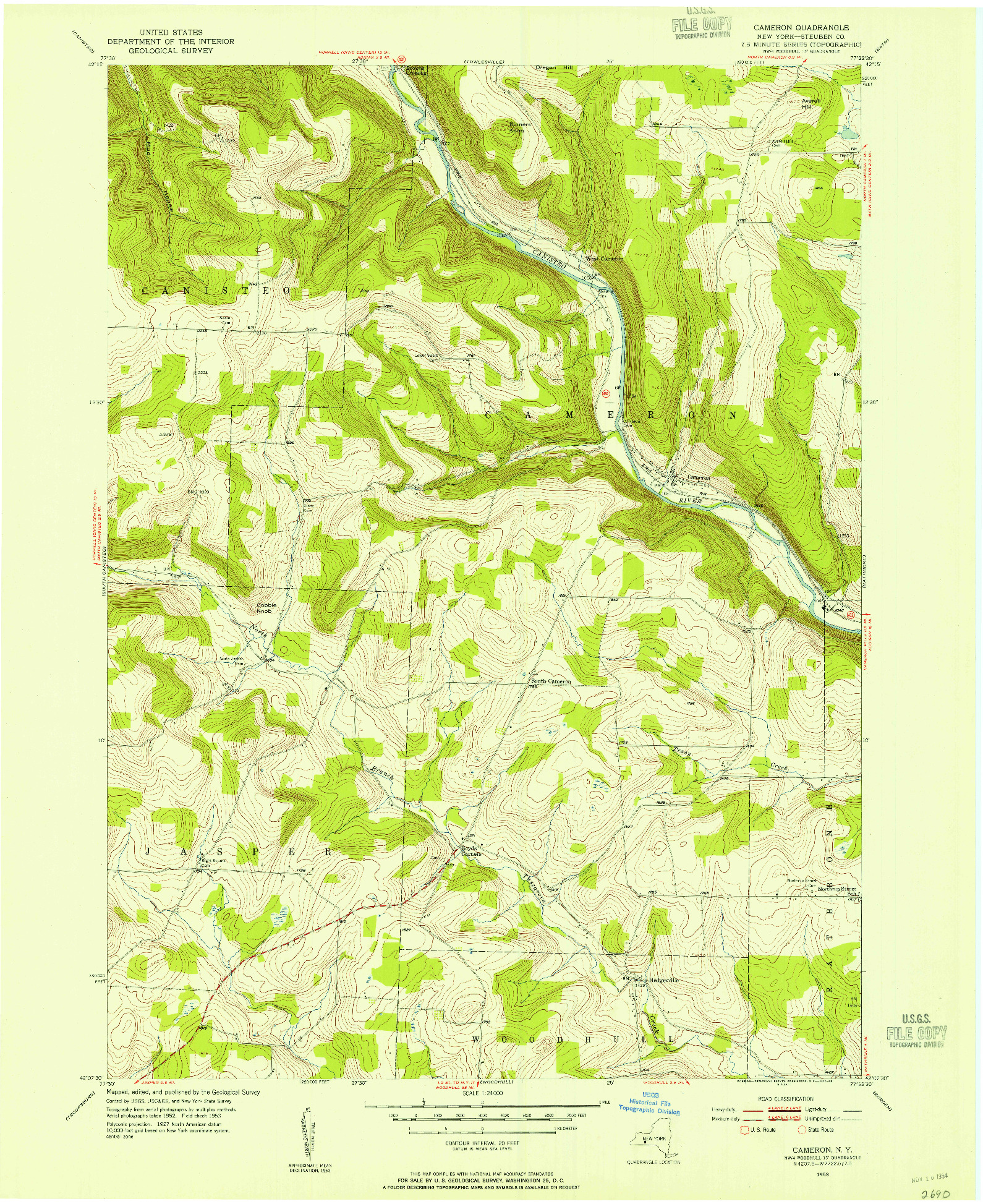 USGS 1:24000-SCALE QUADRANGLE FOR CAMERON, NY 1953