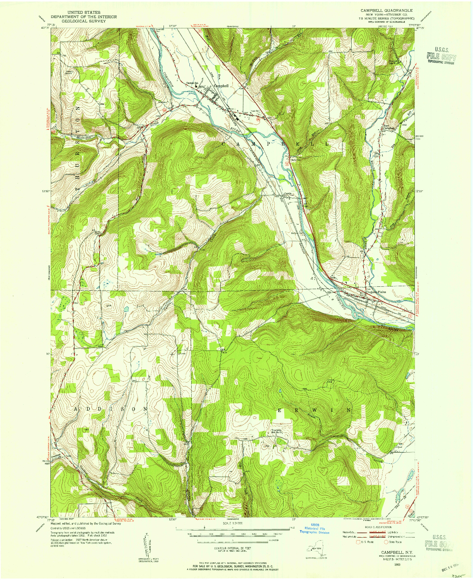 USGS 1:24000-SCALE QUADRANGLE FOR CAMPBELL, NY 1953