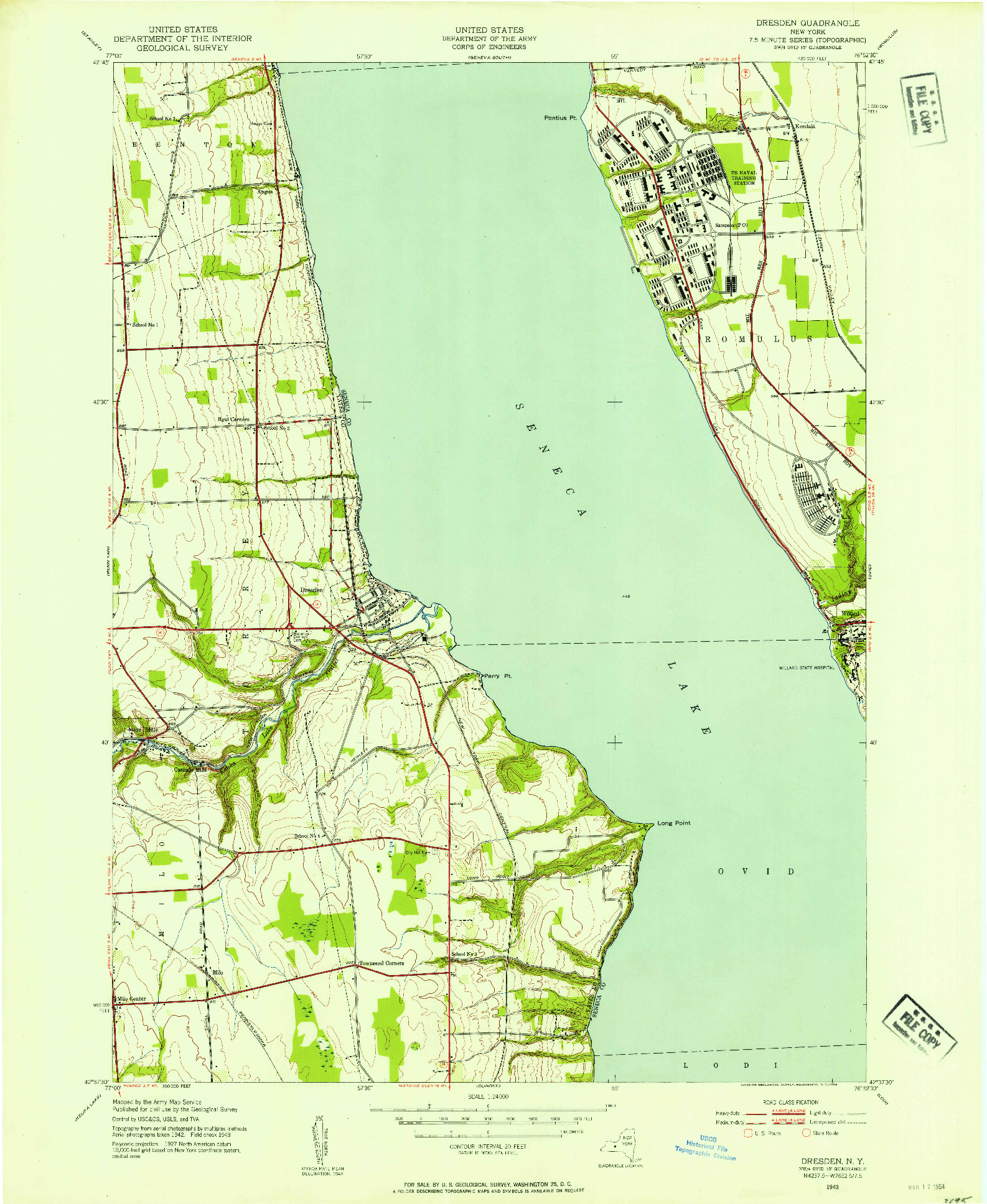 USGS 1:24000-SCALE QUADRANGLE FOR DRESDEN, NY 1943