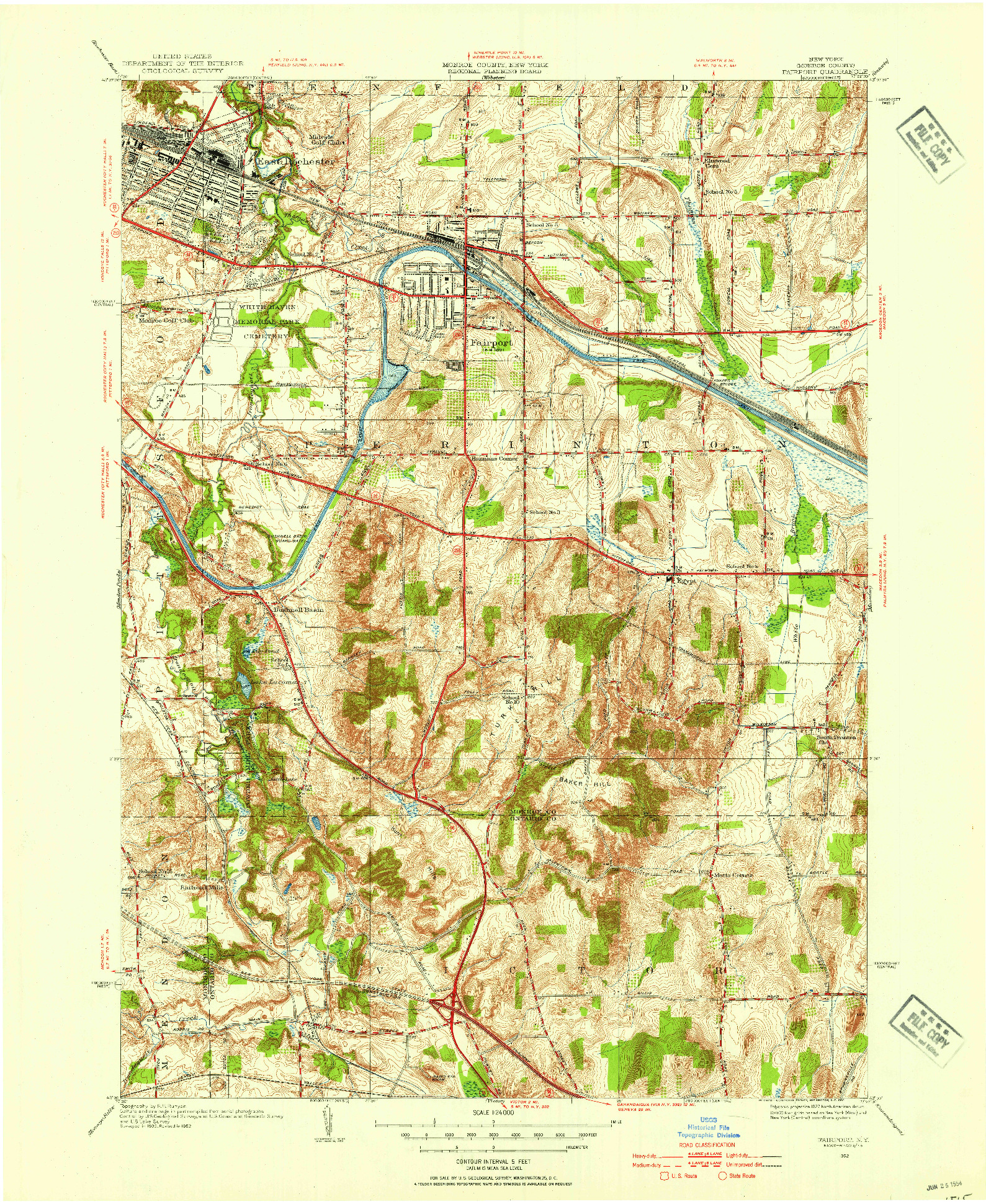 USGS 1:24000-SCALE QUADRANGLE FOR FAIRPORT, NY 1952