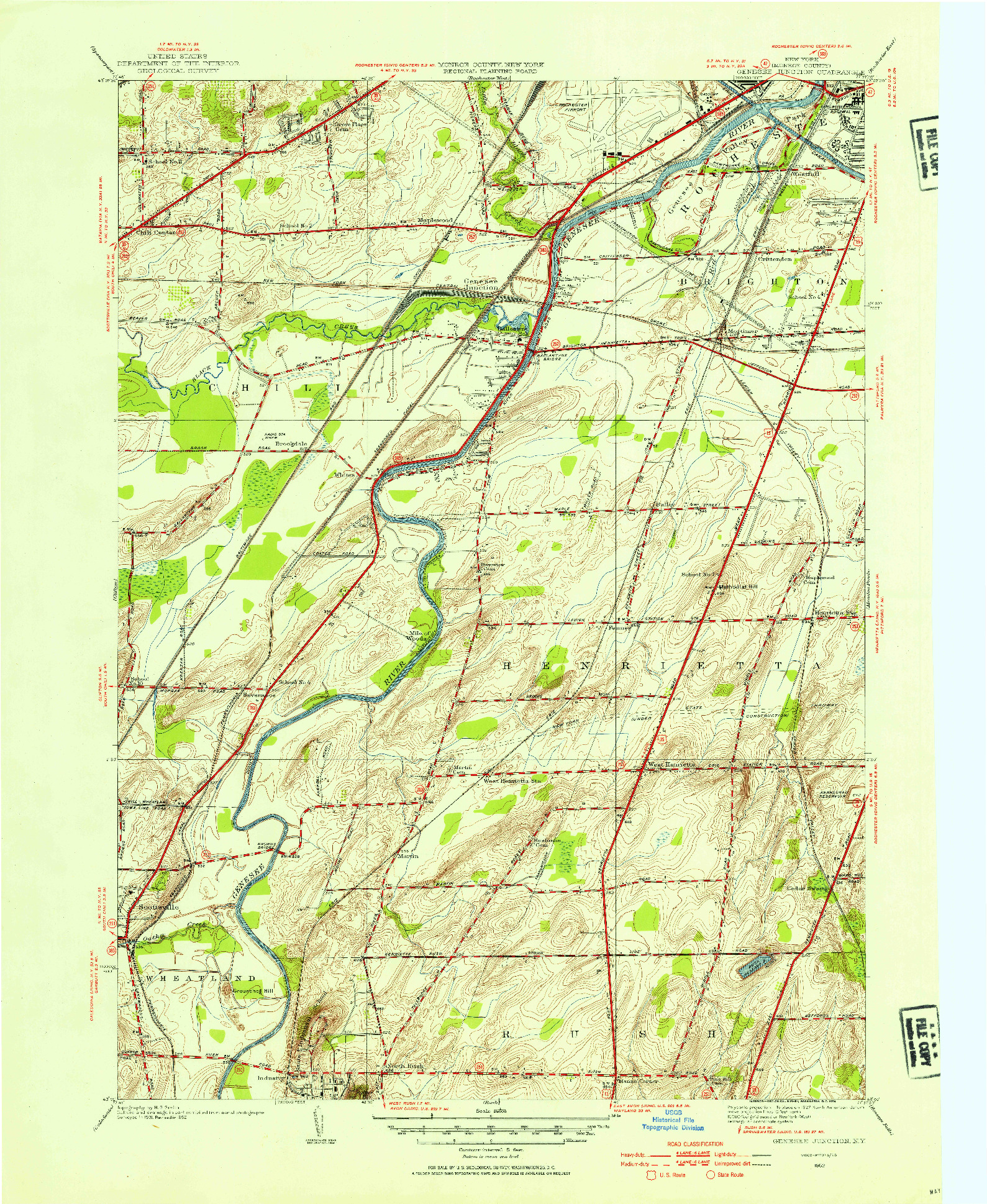 USGS 1:24000-SCALE QUADRANGLE FOR GENESEE JUNCTION, NY 1952