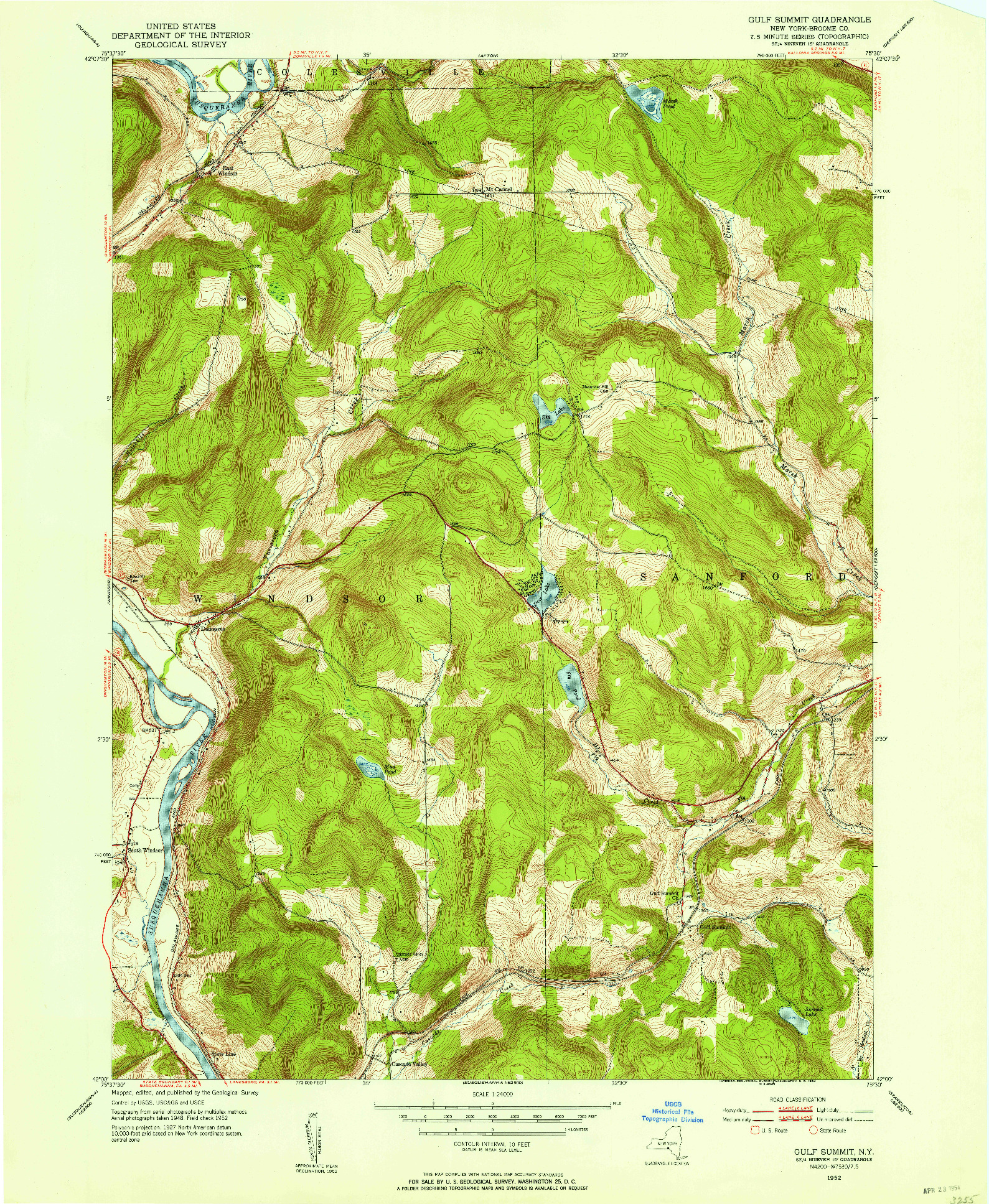 USGS 1:24000-SCALE QUADRANGLE FOR GULF SUMMIT, NY 1952