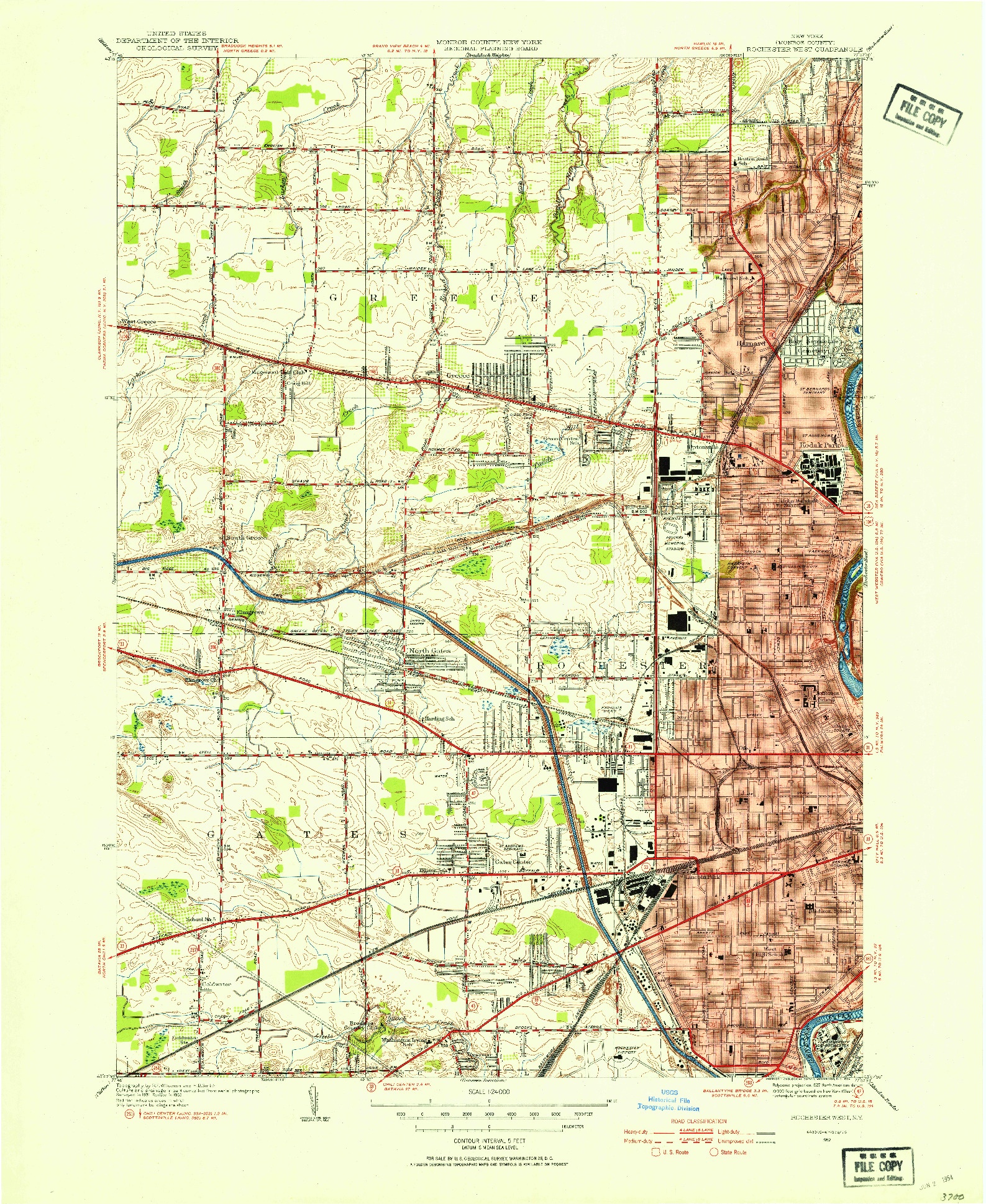 USGS 1:24000-SCALE QUADRANGLE FOR ROCHESTER WEST, NY 1952