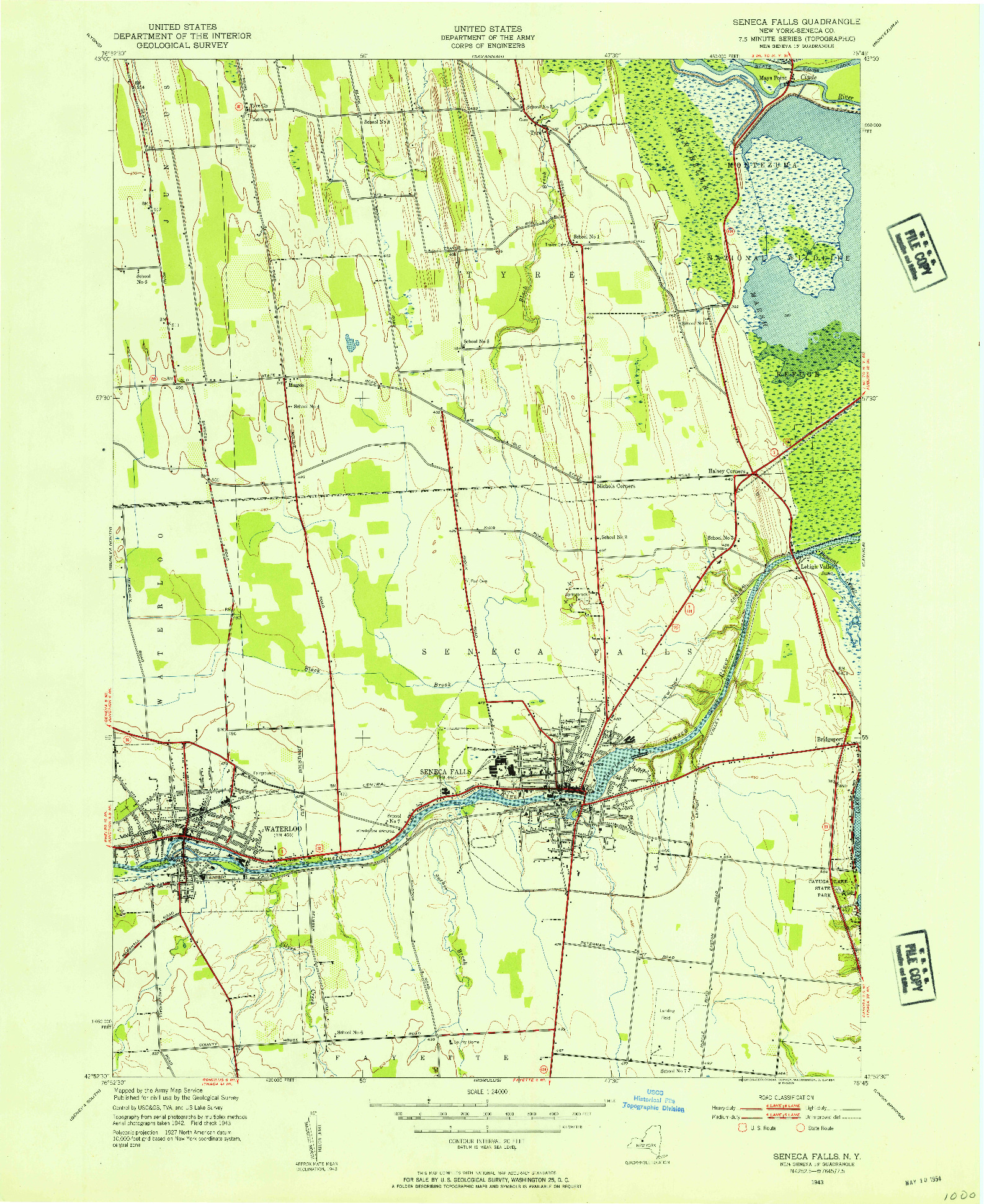 USGS 1:24000-SCALE QUADRANGLE FOR SENECA FALLS, NY 1943