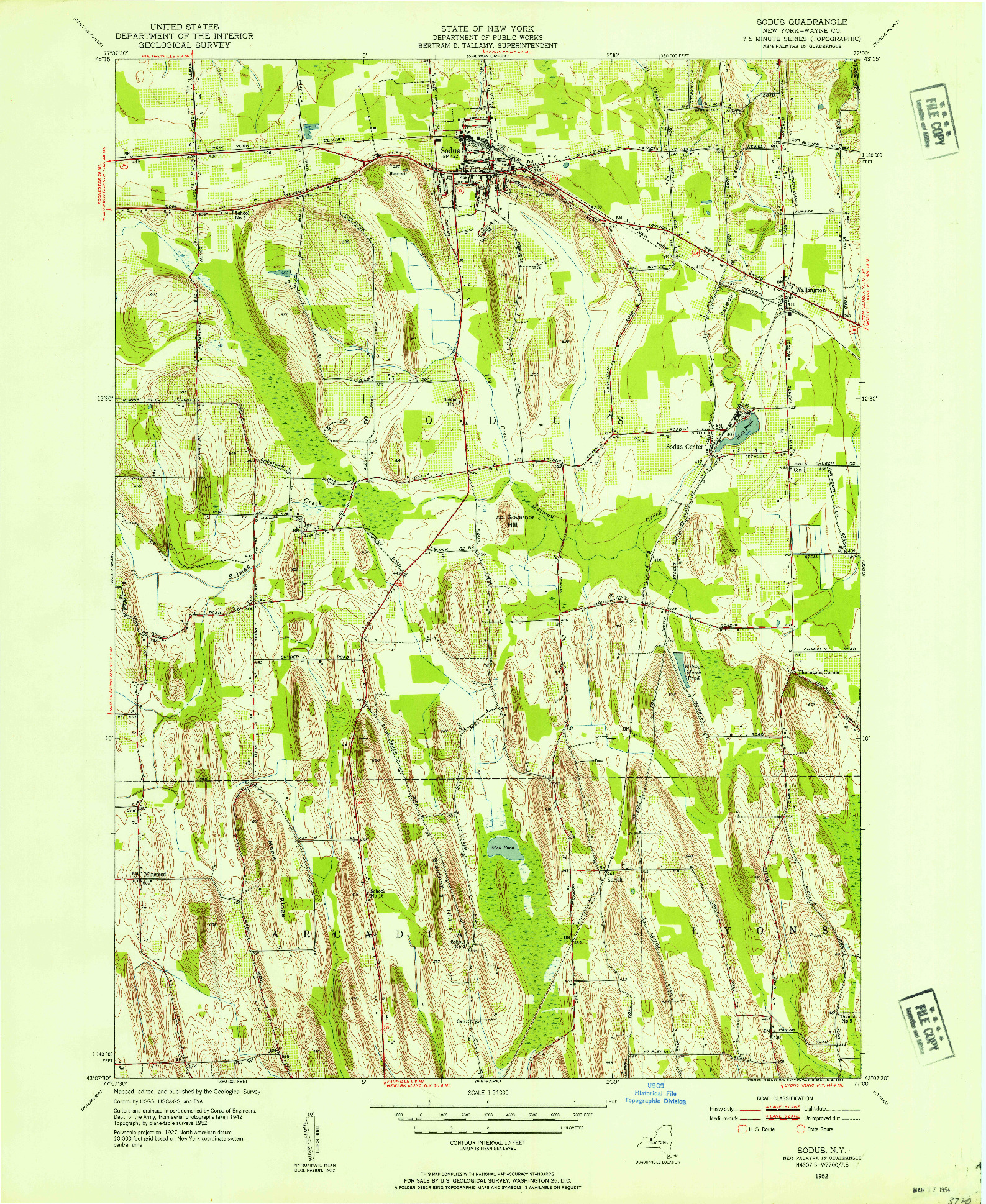 USGS 1:24000-SCALE QUADRANGLE FOR SODUS, NY 1952