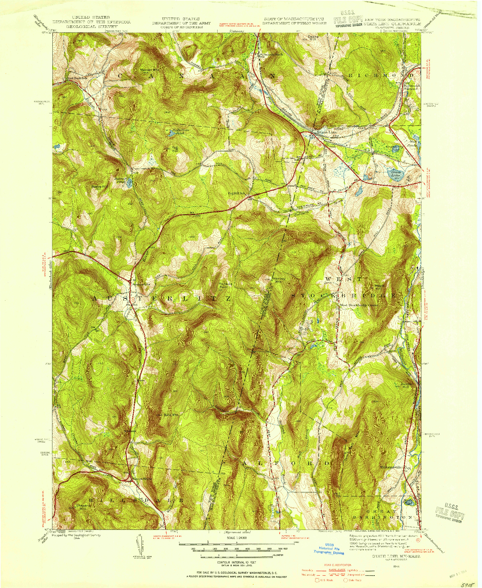 USGS 1:24000-SCALE QUADRANGLE FOR STATE LINE, NY 1944