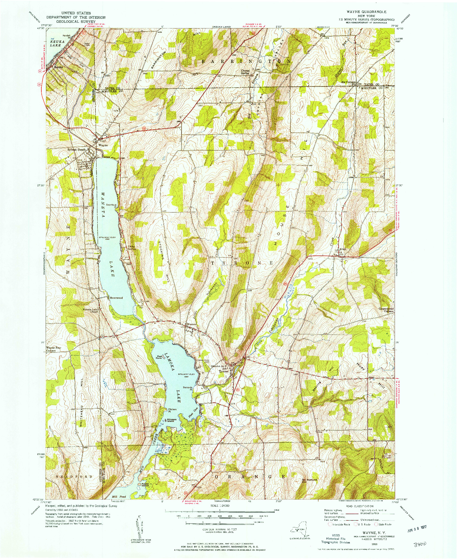 USGS 1:24000-SCALE QUADRANGLE FOR WAYNE, NY 1953