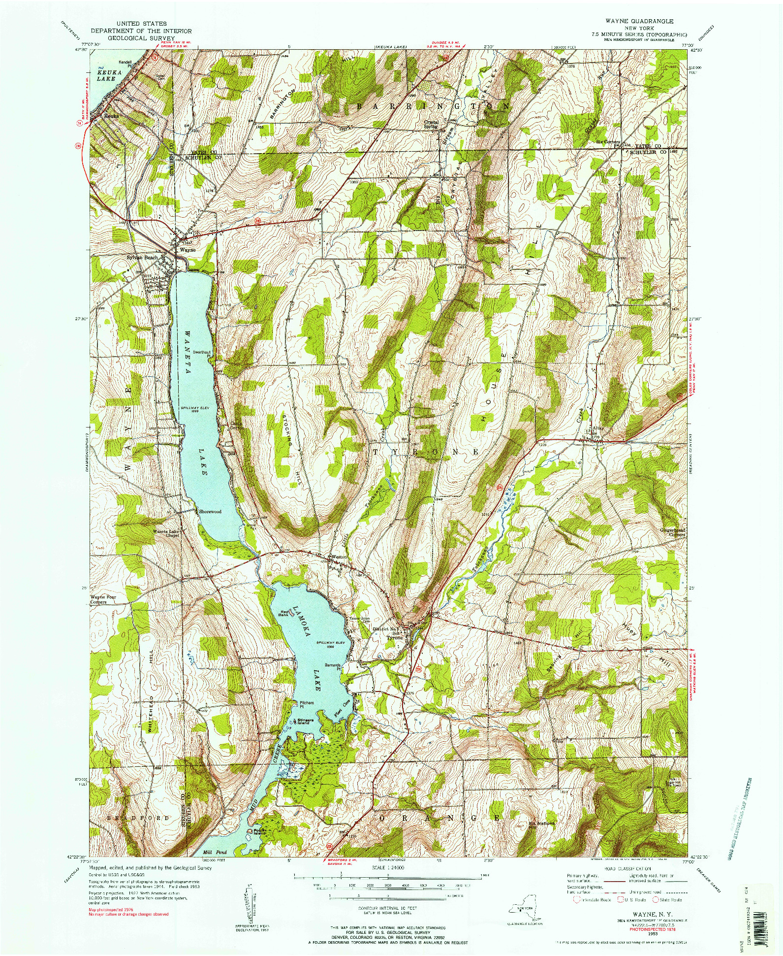 USGS 1:24000-SCALE QUADRANGLE FOR WAYNE, NY 1953