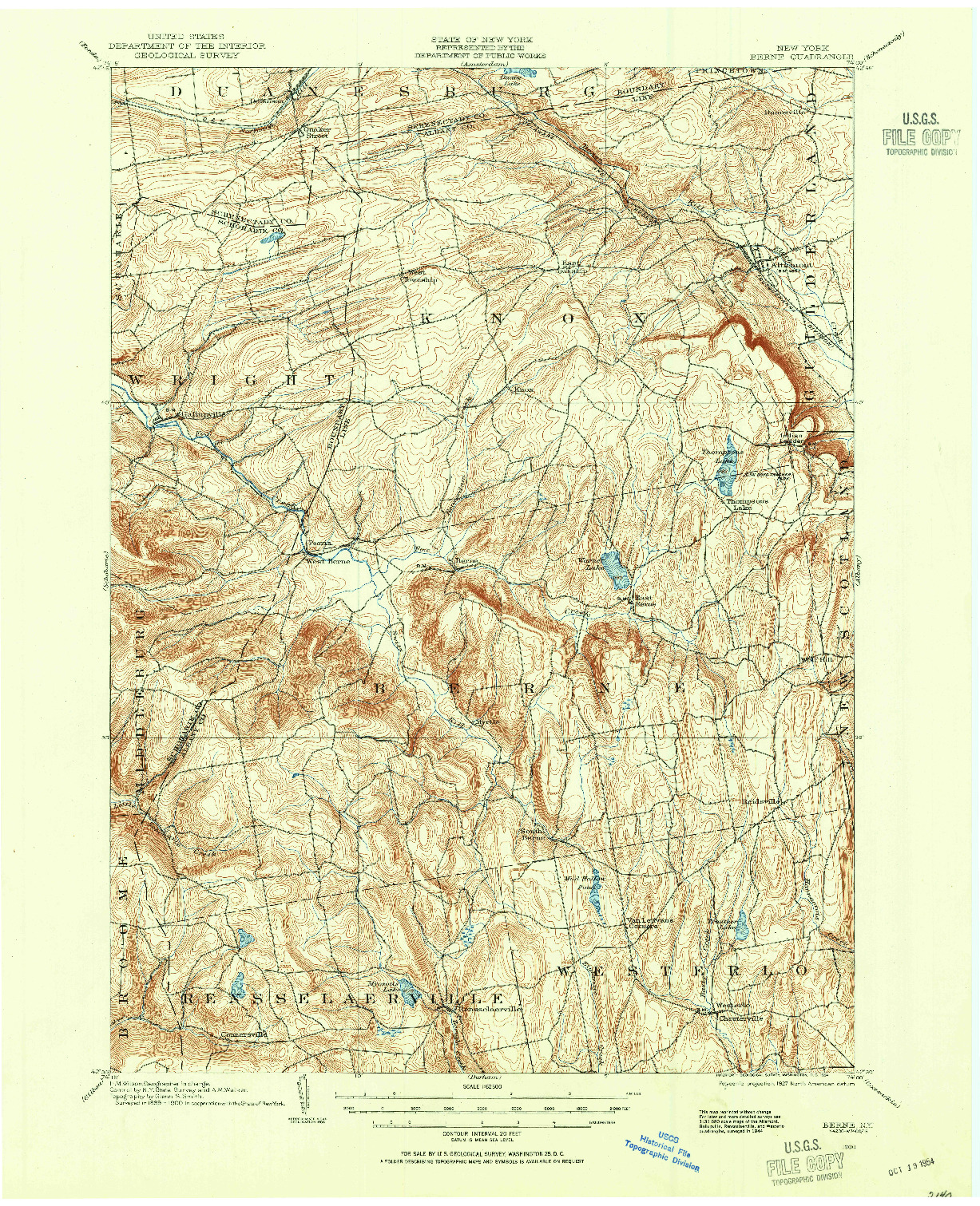 USGS 1:62500-SCALE QUADRANGLE FOR BERNE, NY 1900