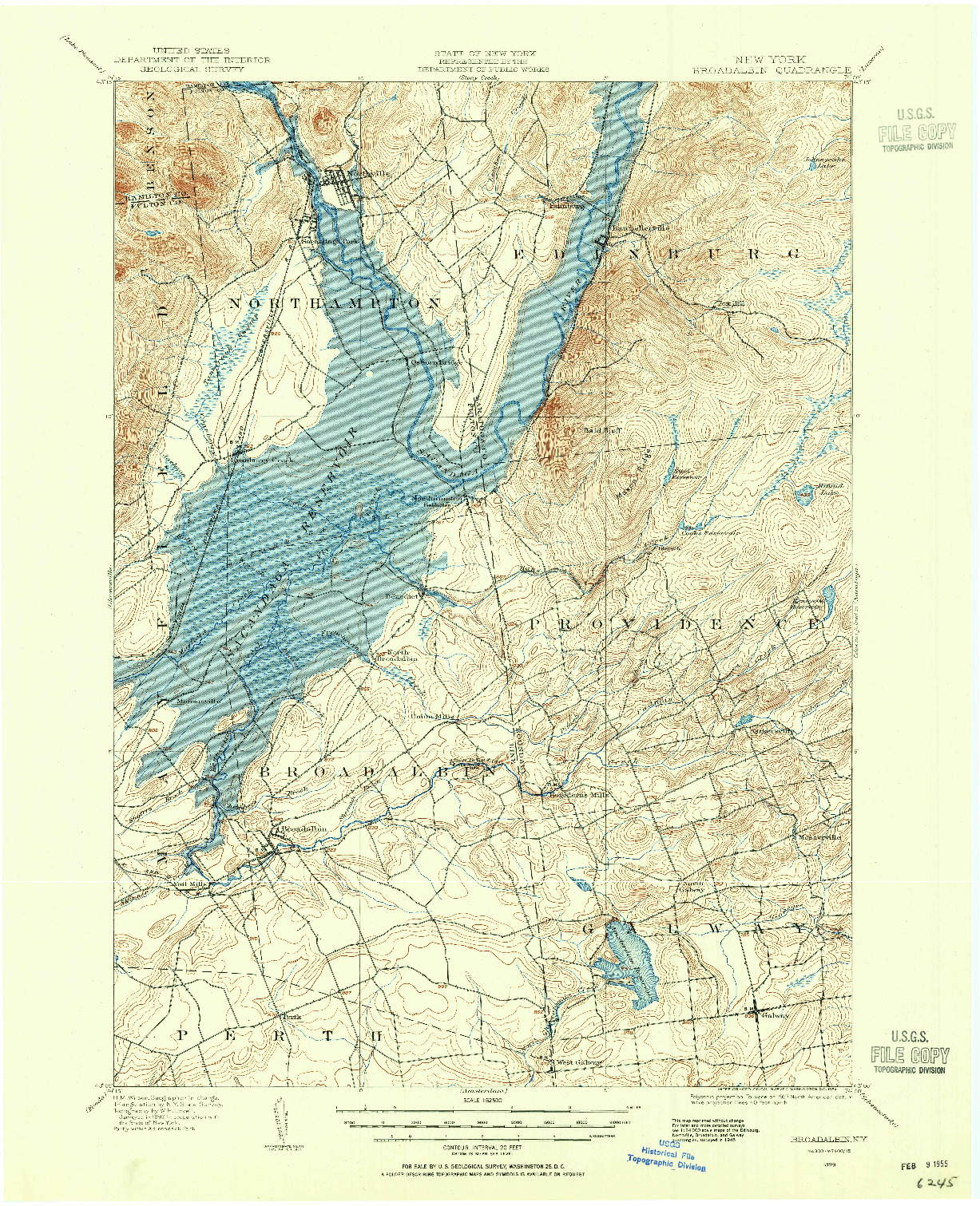 USGS 1:62500-SCALE QUADRANGLE FOR BROADALBIN, NY 1899