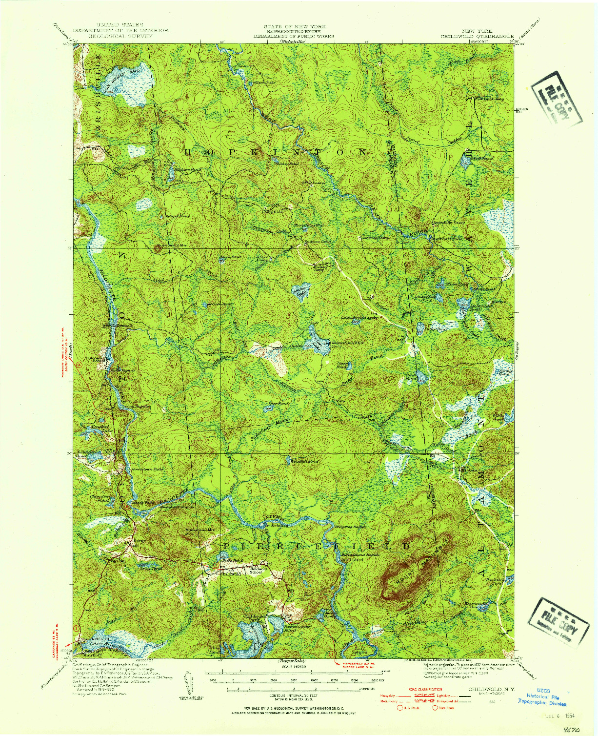 USGS 1:62500-SCALE QUADRANGLE FOR CHILDWOLD, NY 1920