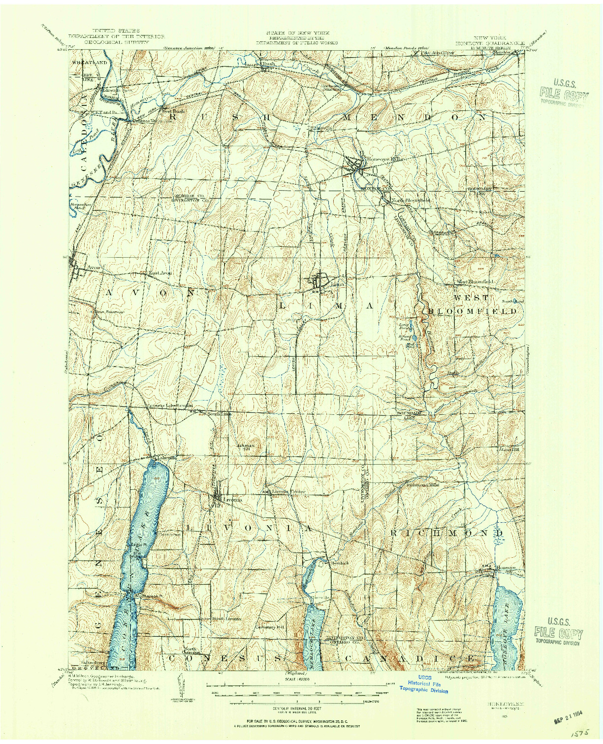 USGS 1:62500-SCALE QUADRANGLE FOR HONEOYE, NY 1901