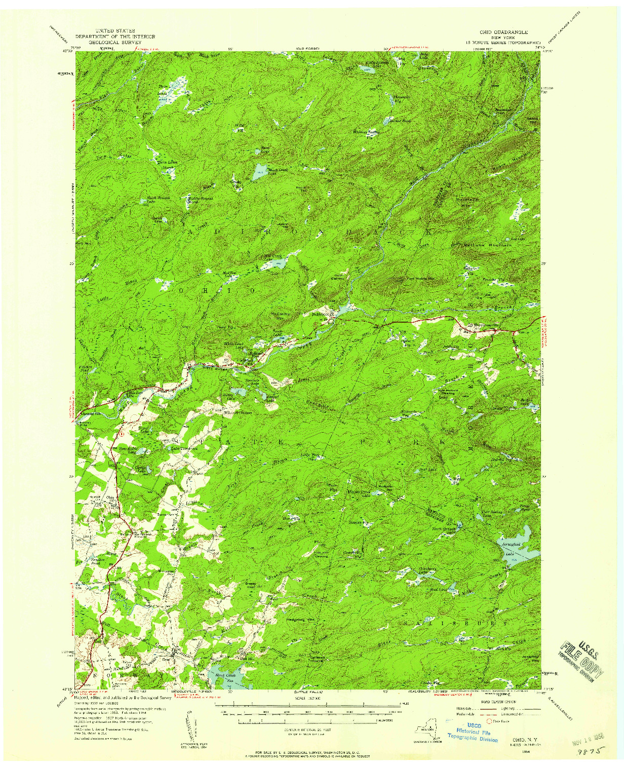 USGS 1:62500-SCALE QUADRANGLE FOR OHIO, NY 1954