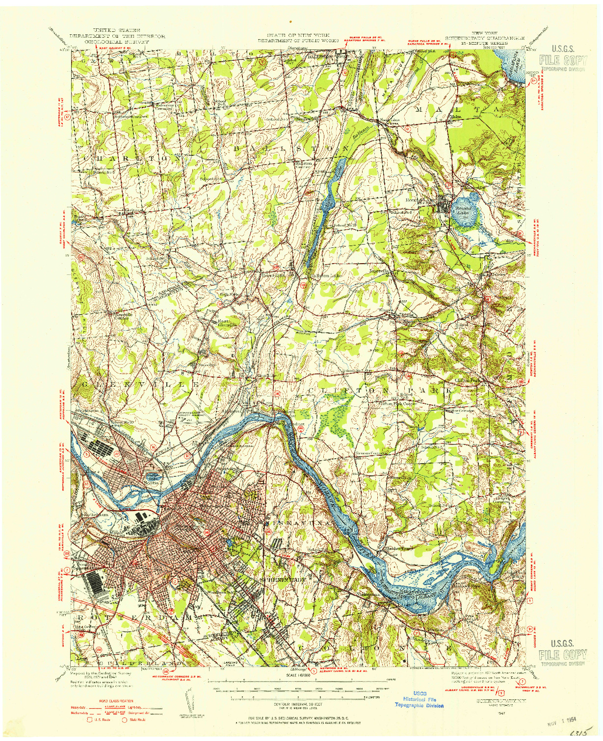 USGS 1:62500-SCALE QUADRANGLE FOR SCHENECTADY, NY 1947