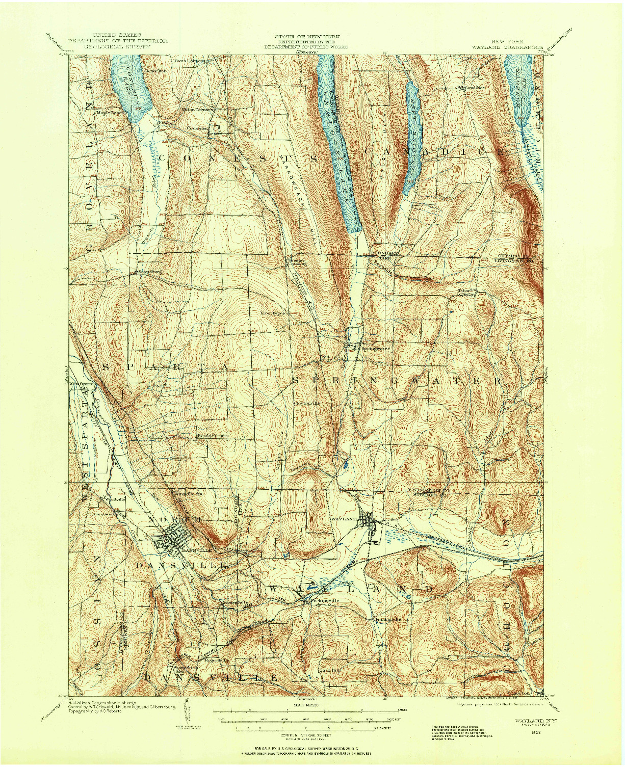 USGS 1:62500-SCALE QUADRANGLE FOR WAYLAND, NY 1902