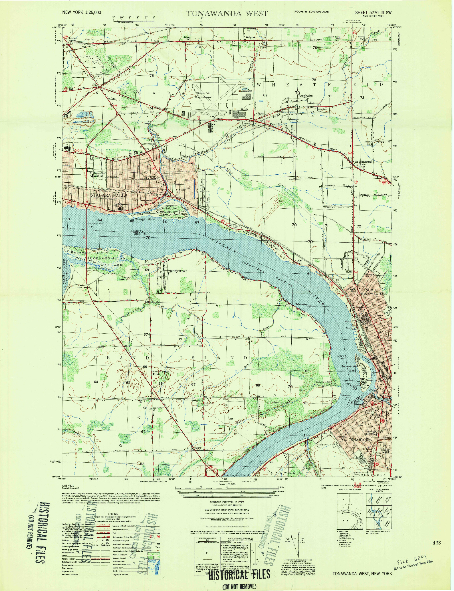 USGS 1:25000-SCALE QUADRANGLE FOR TONAWANDA WEST, NY 1954