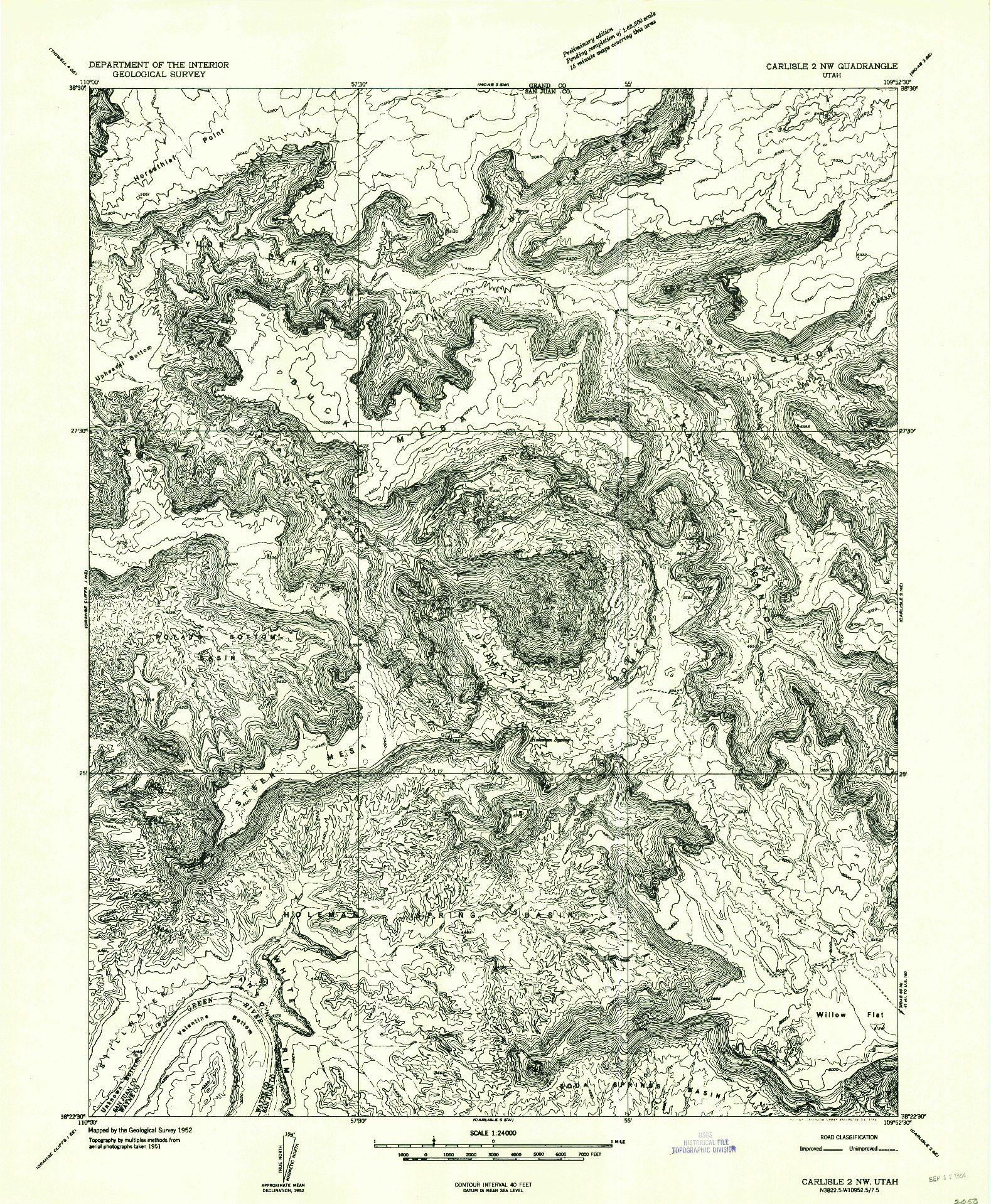 USGS 1:24000-SCALE QUADRANGLE FOR CARLISLE 2 NW, UT 1952