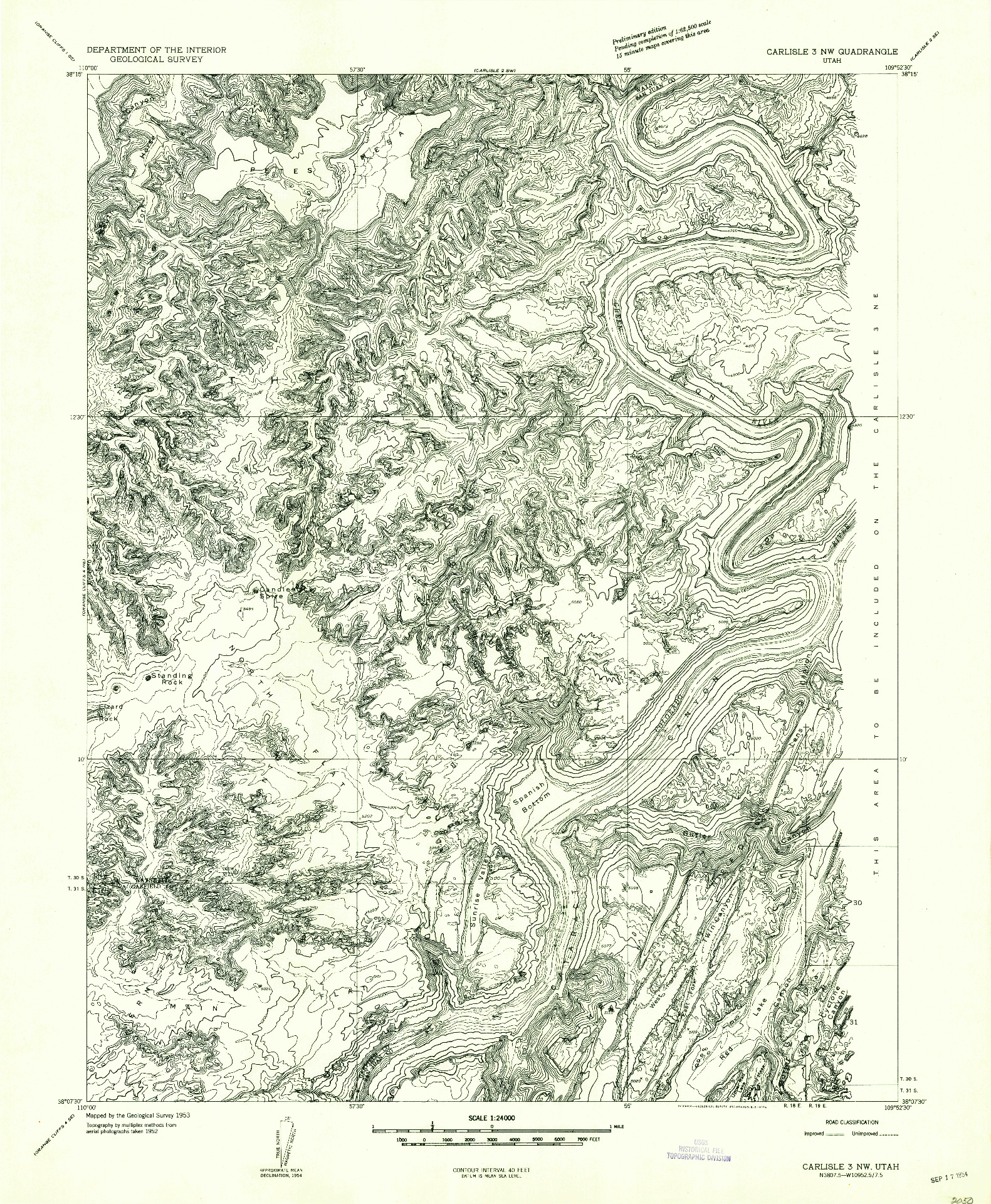 USGS 1:24000-SCALE QUADRANGLE FOR CARLISLE 3 NW, UT 1953
