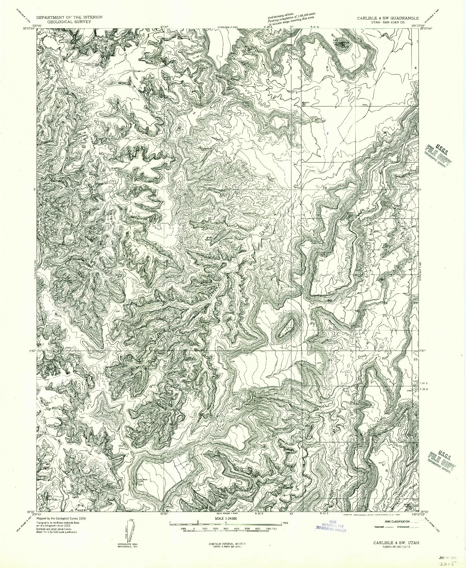 USGS 1:24000-SCALE QUADRANGLE FOR CARLISLE 4 SW, UT 1954