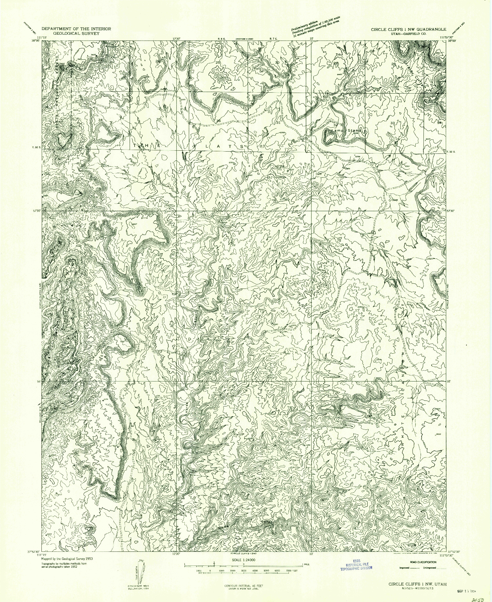 USGS 1:24000-SCALE QUADRANGLE FOR CIRCLE CLIFFS 1 NW, UT 1953