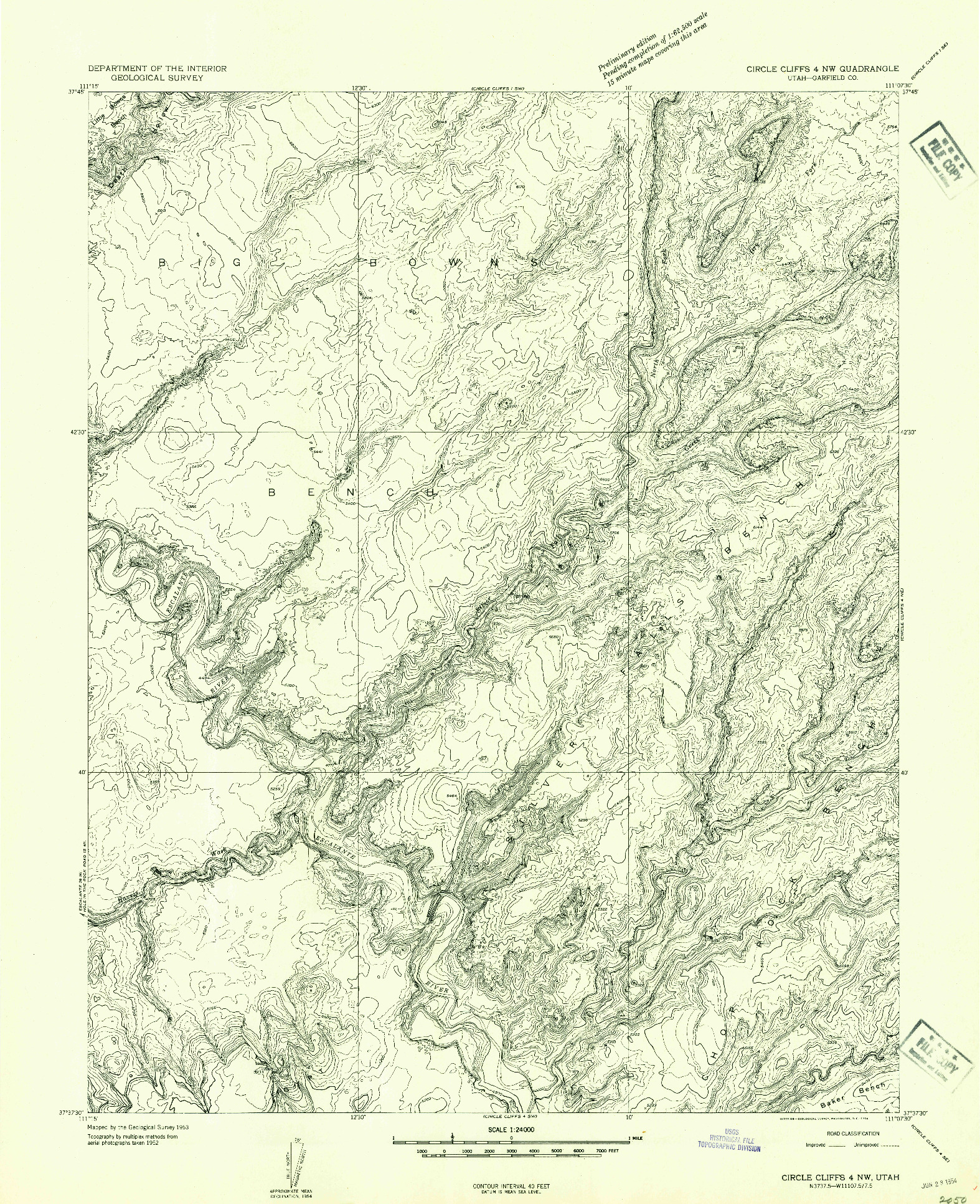 USGS 1:24000-SCALE QUADRANGLE FOR CIRCLE CLIFFS 4 NW, UT 1953