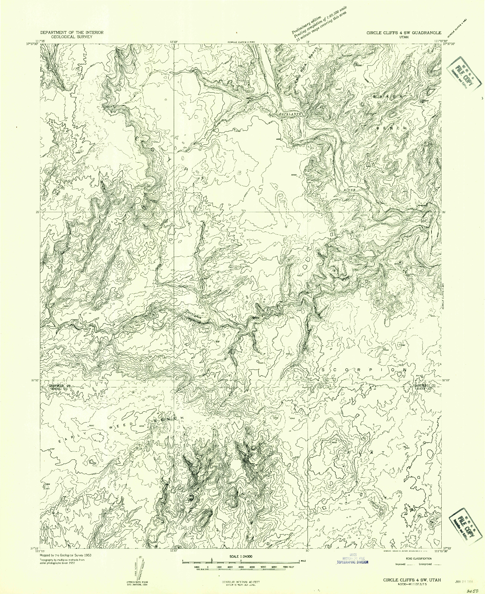 USGS 1:24000-SCALE QUADRANGLE FOR CIRCLE CLIFFS 4 SW, UT 1953